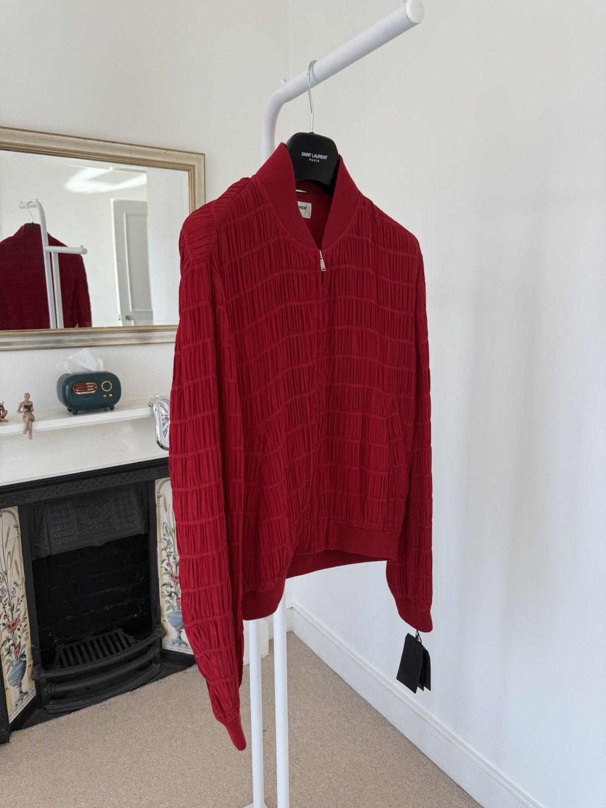 Saint Laurent Paris SS21 Saint Laurent Silk Teddy Jacket Striped Smocked Crepe Size US M / EU 48-50 / 2 - 3 Thumbnail