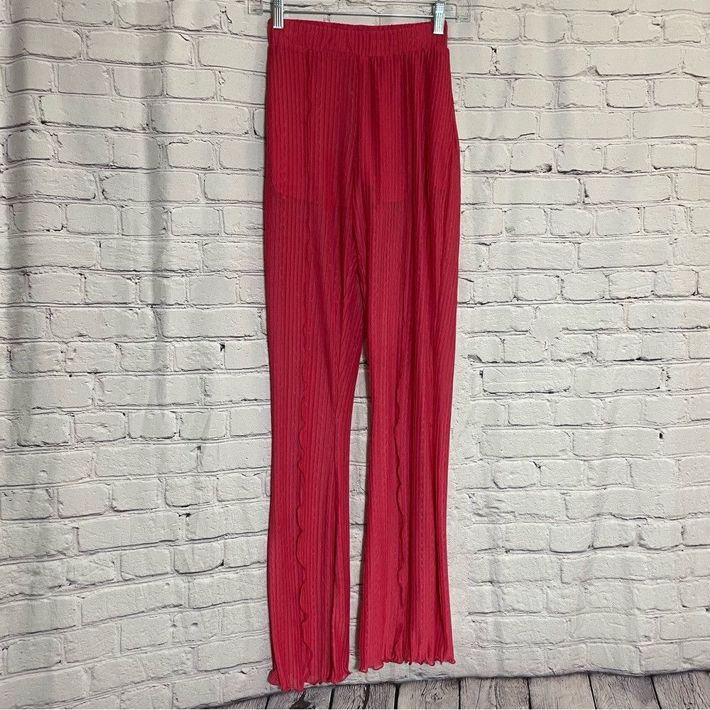 Zara New Zara Red Knit Ribbed Flared Beach Pants Size S Size 27" / US 4 / IT 40 - 3 Thumbnail