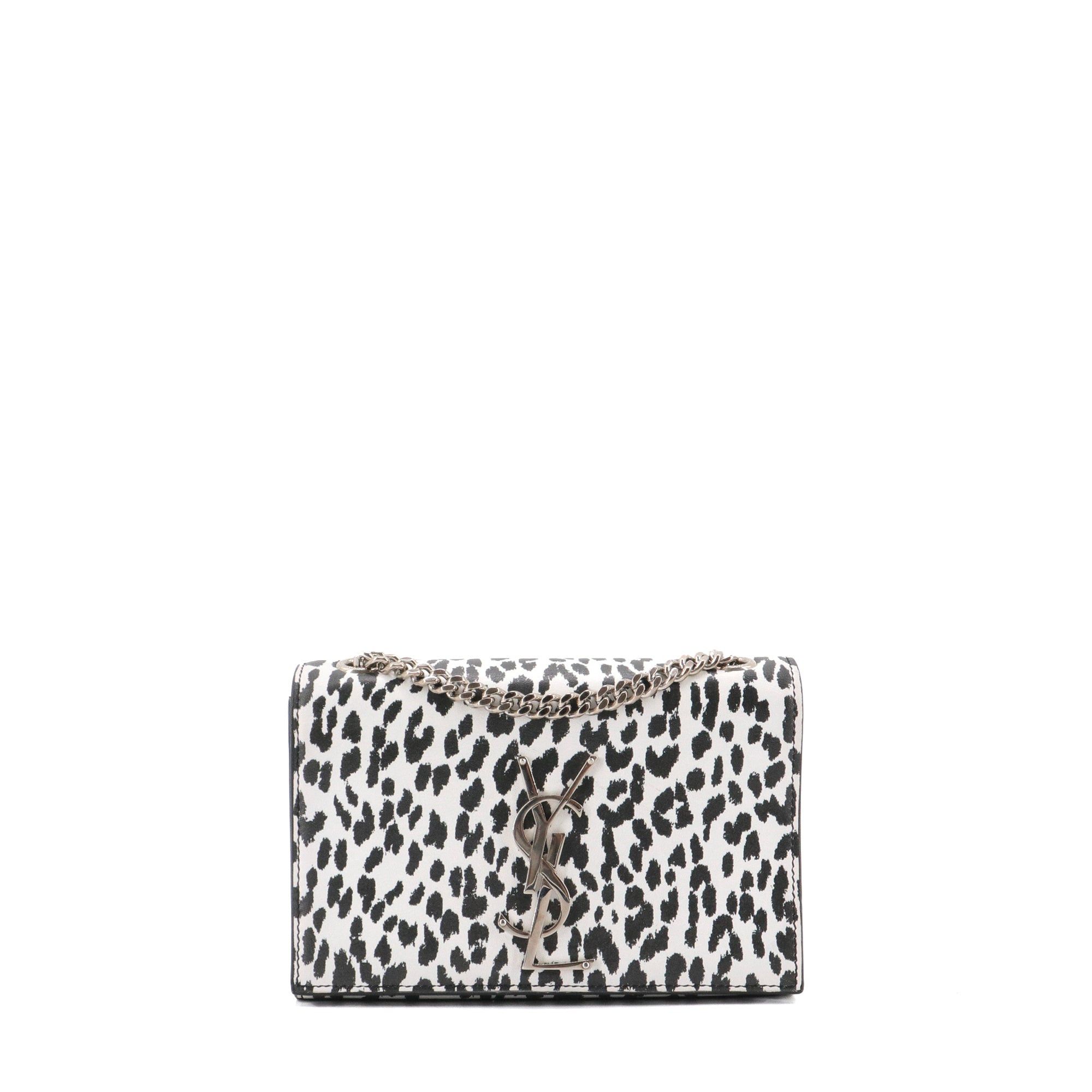 Saint Laurent Paris Saint Laurent - Saint Laurent Kate Mini Shoulder Bag In Black And White Leather, Women's