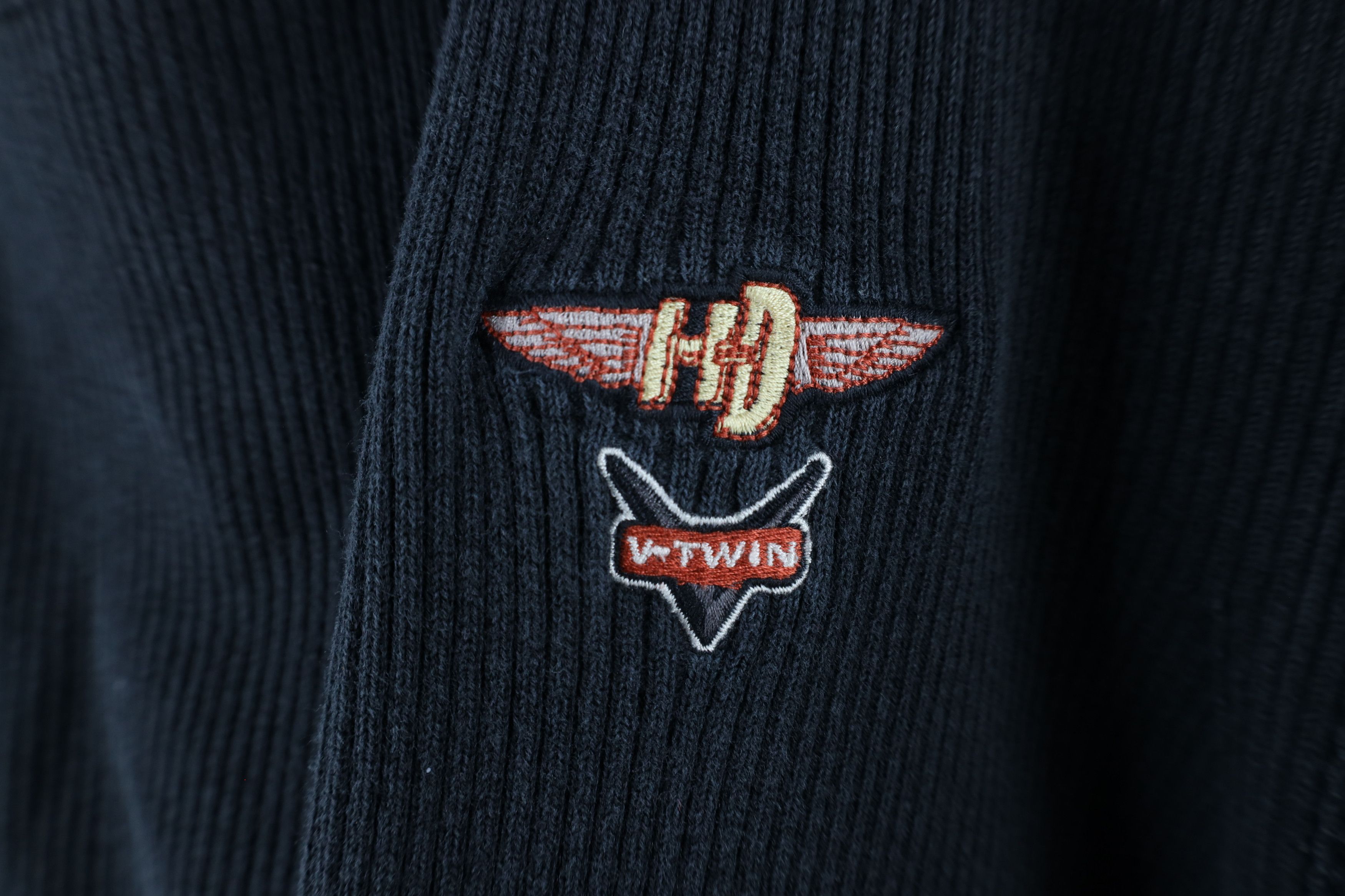 Harley Davidson × Vintage Vintage 90s Harley Davidson Out Ribbed Knit Sweater Black Size 3XL / US 20-22 - 4 Thumbnail
