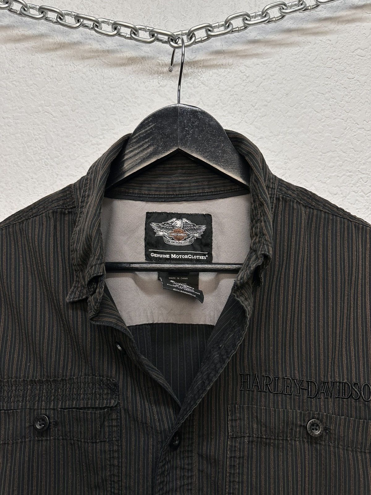 Harley Davidson Harley Davidson striped black shirt biker West Choppers Y2K Size US M / EU 48-50 / 2 - 9 Thumbnail