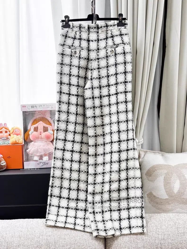 Chanel Chanel Plaid tweed wide-leg trousers Size 25" / US 0 / IT 36 - 3 Thumbnail
