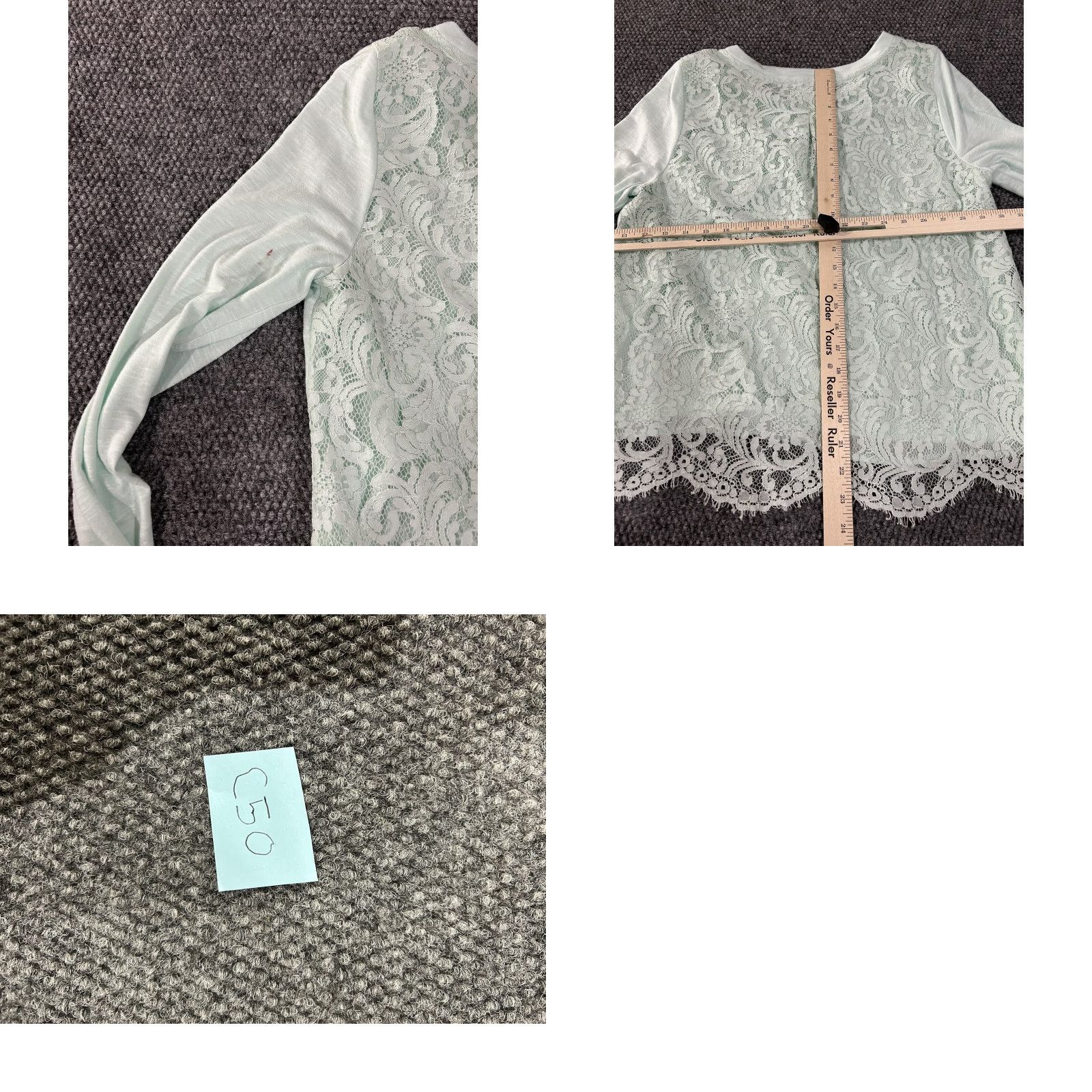 Lord & Taylor LORD & TAYLOR Shirt Womens Large Mint Green Lace Back Long Sleeve Blouse Size L / US 10 / IT 46 - 8 Thumbnail
