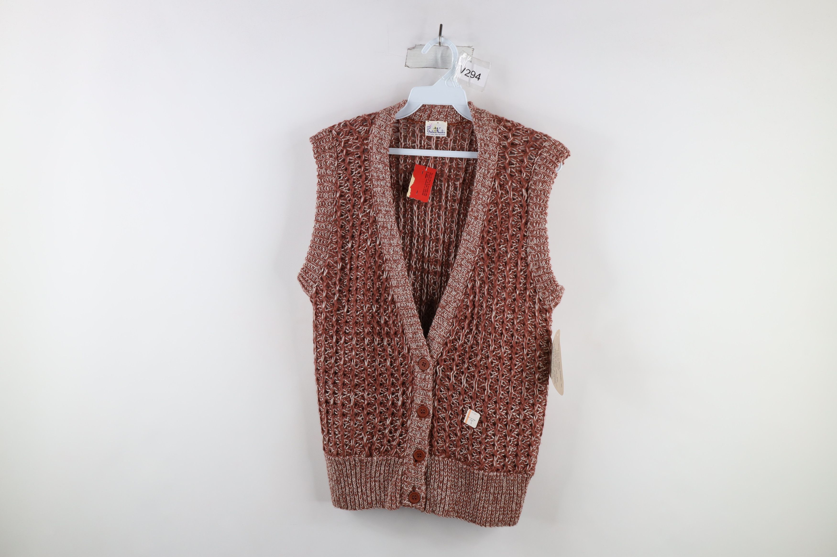 Deadstock Vintage 60s 70s Knit Cardigan Sweater Vest USA