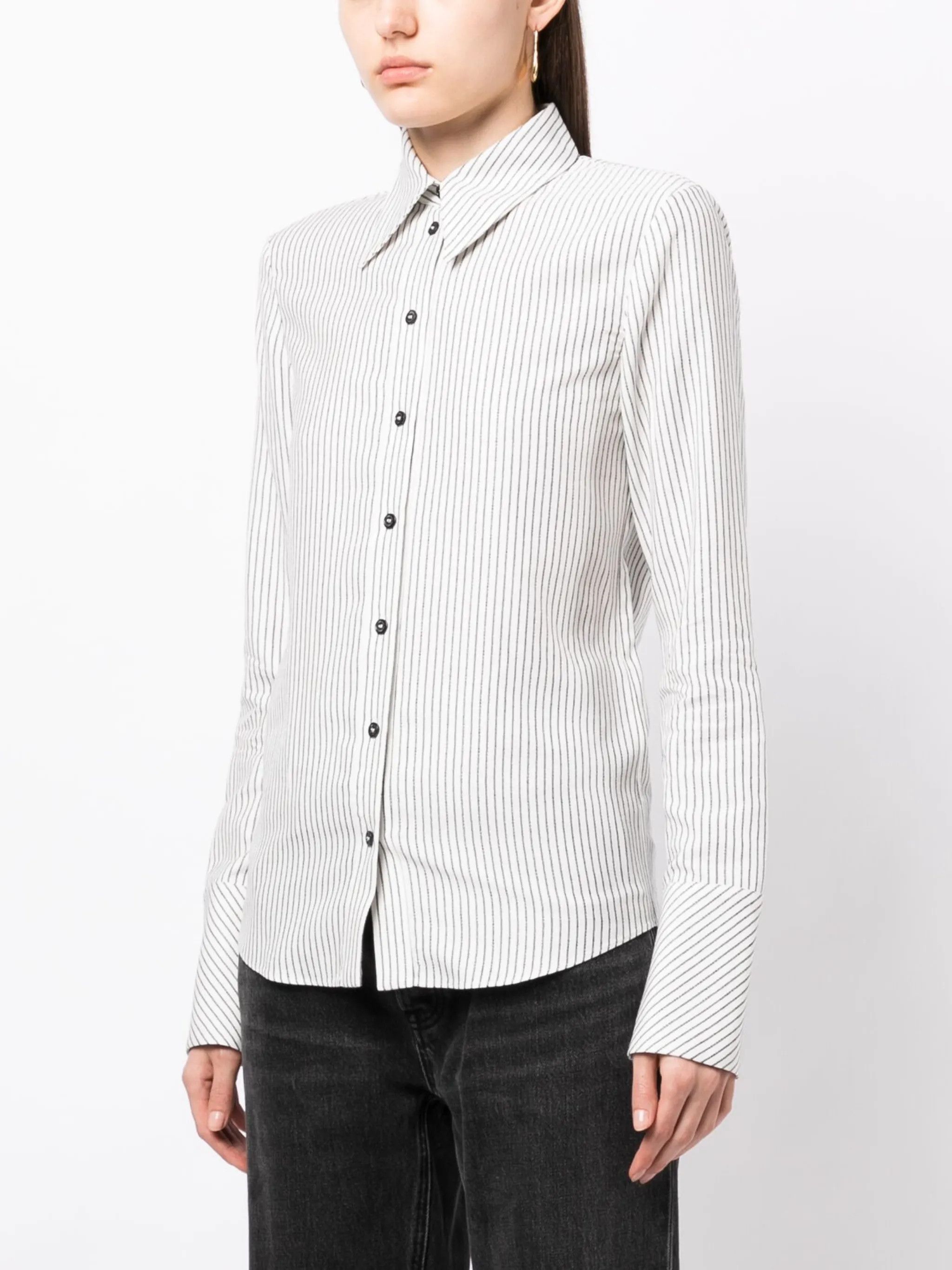 Golden Goose o1y0825 Striped Shirt in Black/White Size S / US 4 / IT 40 - 2 Thumbnail