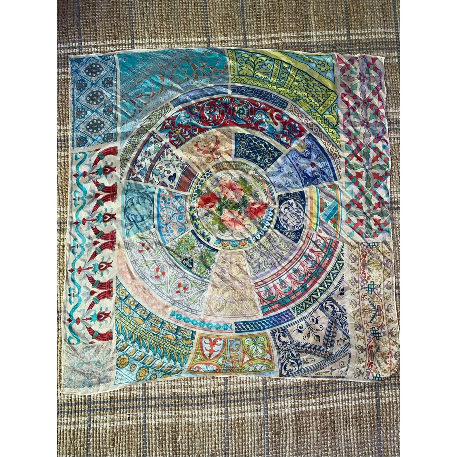 Johnny Was Johnny Was $160 Celestin Large Silk 43” Square Scarf EUC Size ONE SIZE - 4 Thumbnail