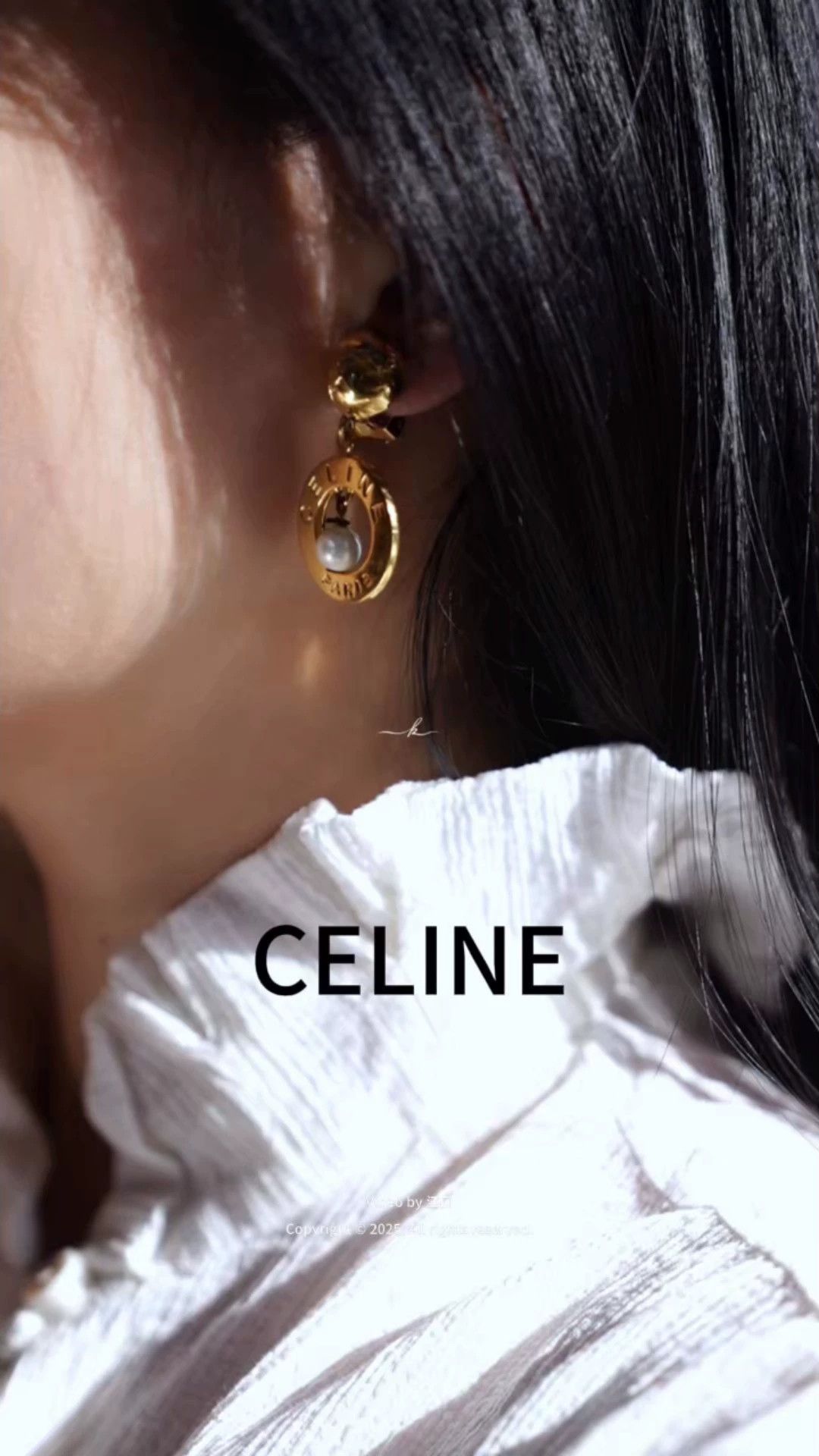 Celine Celine Vintage Celestial Gold Hoop Pearl Earclips Size ONE SIZE - 1 Thumbnail