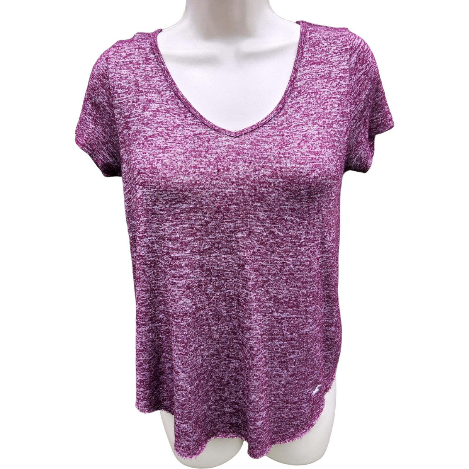 Hollister Hollister Women's Maroon Marbel V-Neck Short Sleeve Size XS Size XS / US 0-2 / IT 36-38 - 1 Thumbnail