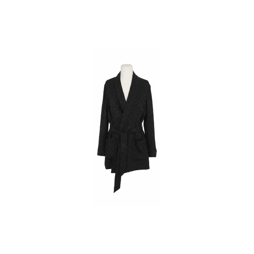 Saint Laurent Paris o1s1wg110126 Veste Peignoir Pyjama Belted Jacket in Noir Size US L / EU 52-54 / 3 - 1 Preview