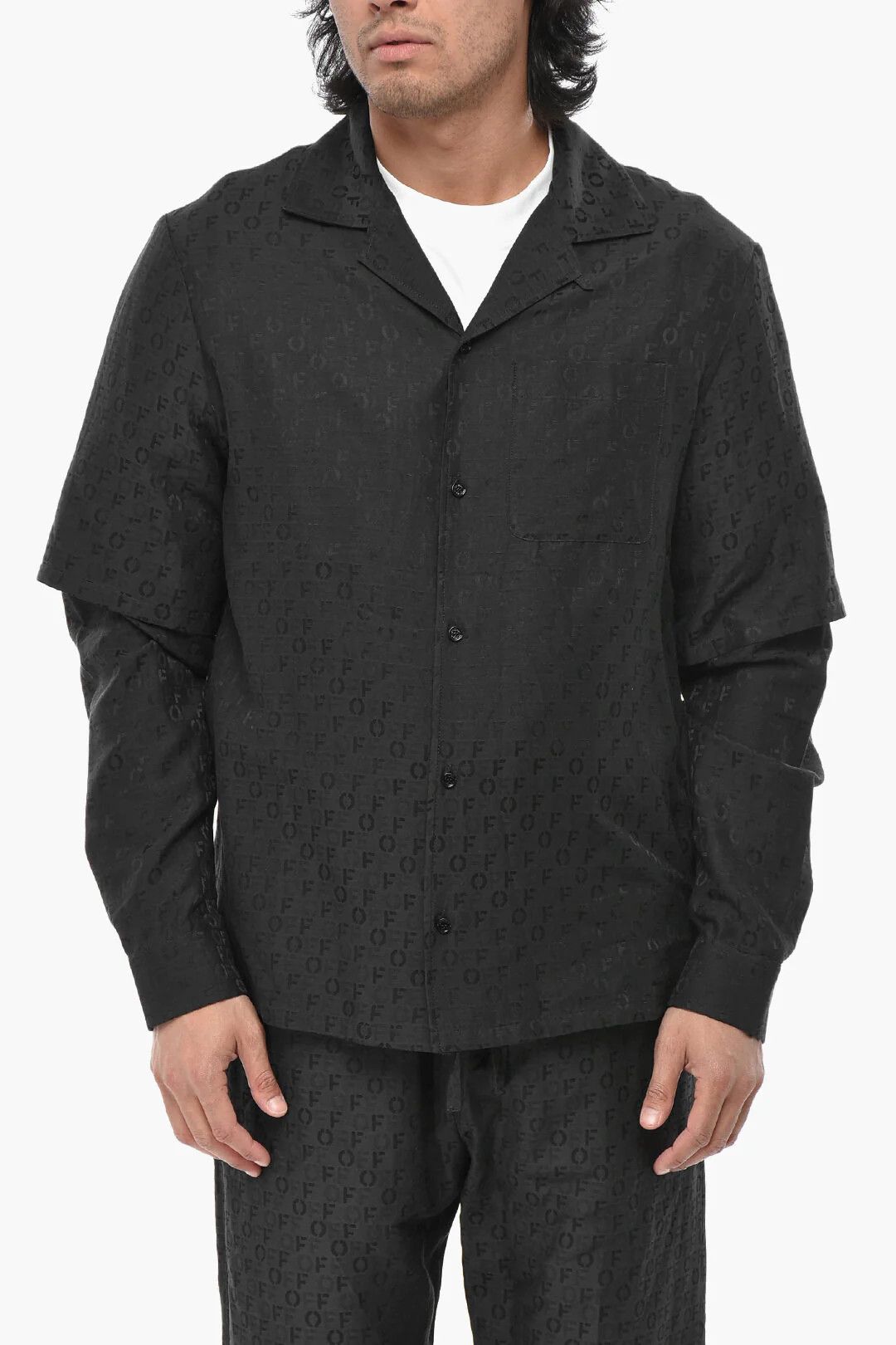 Off-White Silk Blend Jacquard Shirt Size US S / EU 44-46 / 1 - 1 Thumbnail