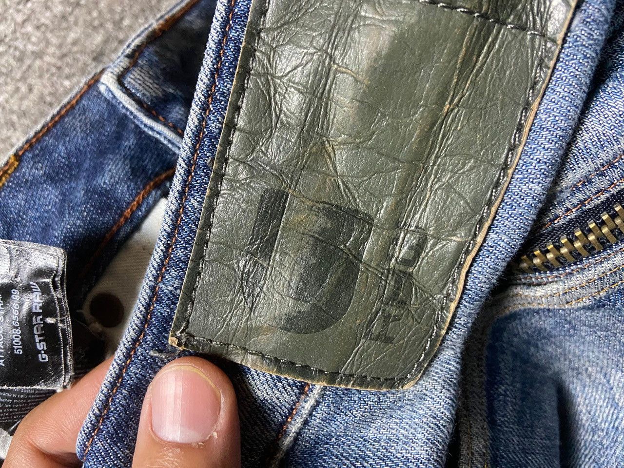 Japanese Brand × Jean × Vintage G-Raw x ATTAC Straight Cut Ripped Denim Jeans (128) Size US 33 - 7 Thumbnail