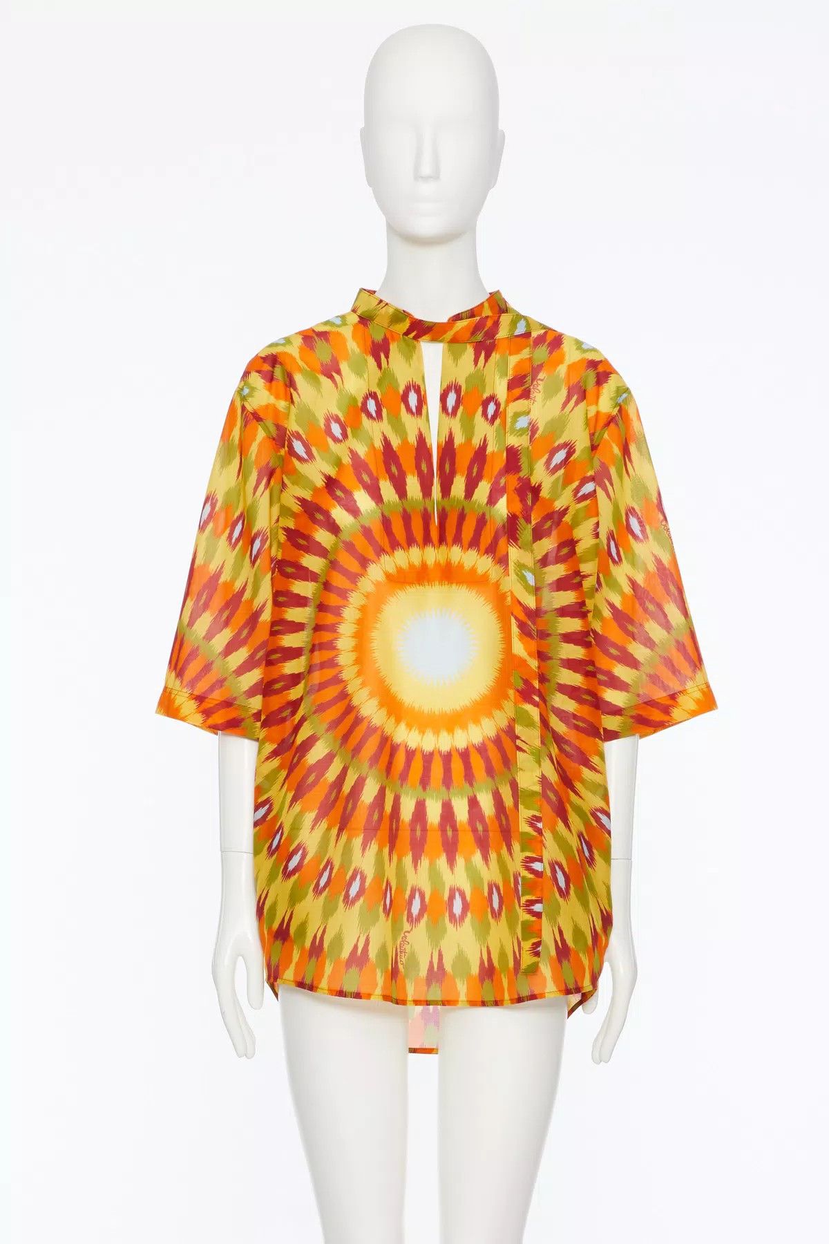 Valentino o1s1wg110925 Round Rain Print Short Voile Dress in Orange Size XS / US 0-2 / IT 36-38 - 2 Thumbnail