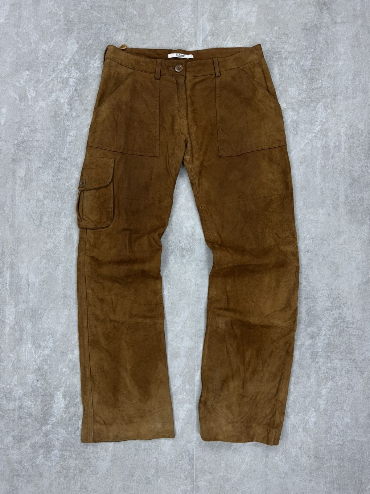 CLOSED Closed suede cargo fatigue pants cowgirl style avant garde Size 30" / US 8 / IT 44 - 1 Thumbnail