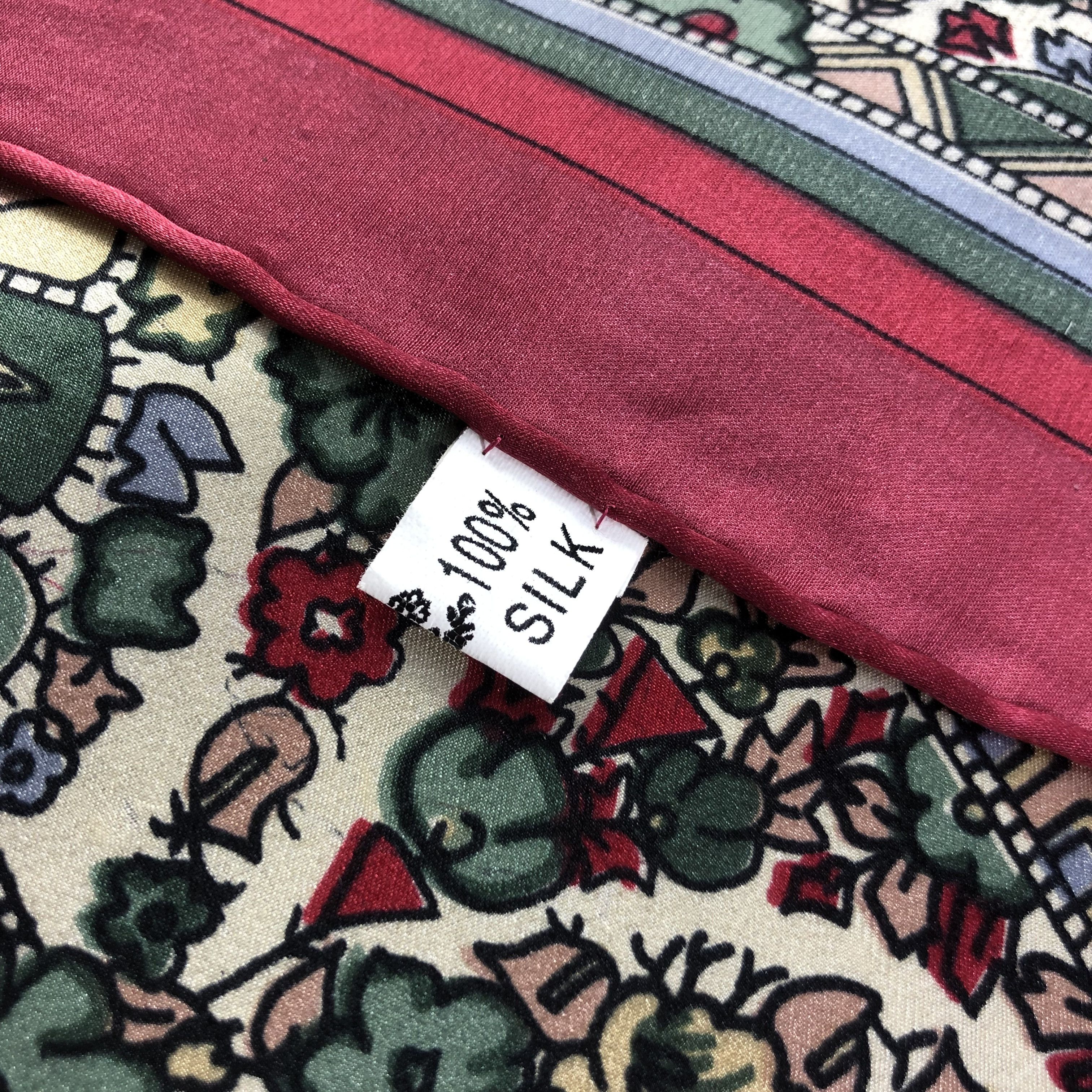 Vintage Native Design Hand Rolled Silk Scarf M688 Size ONE SIZE - 6 Thumbnail