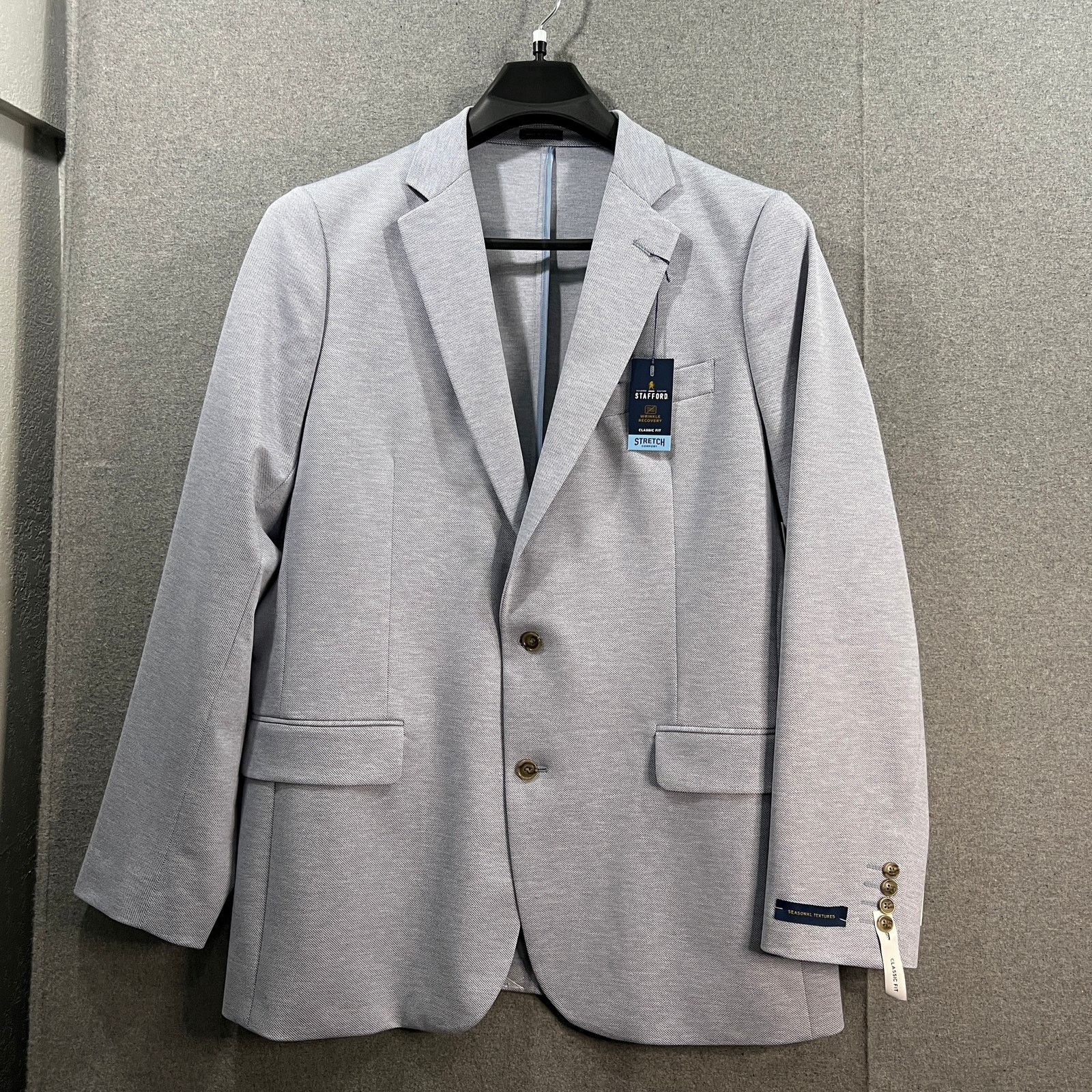 Other Stafford Mens Classic Fit Sport Coats Suit Light Blu Size 46L - 2 Thumbnail
