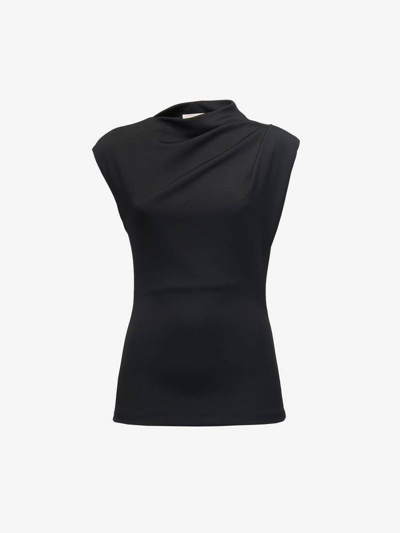 Alexander McQueen o1srvl11e0326 Asymmetric Draped Top in Black Size M / US 6-8 / IT 42-44 - 1 Thumbnail