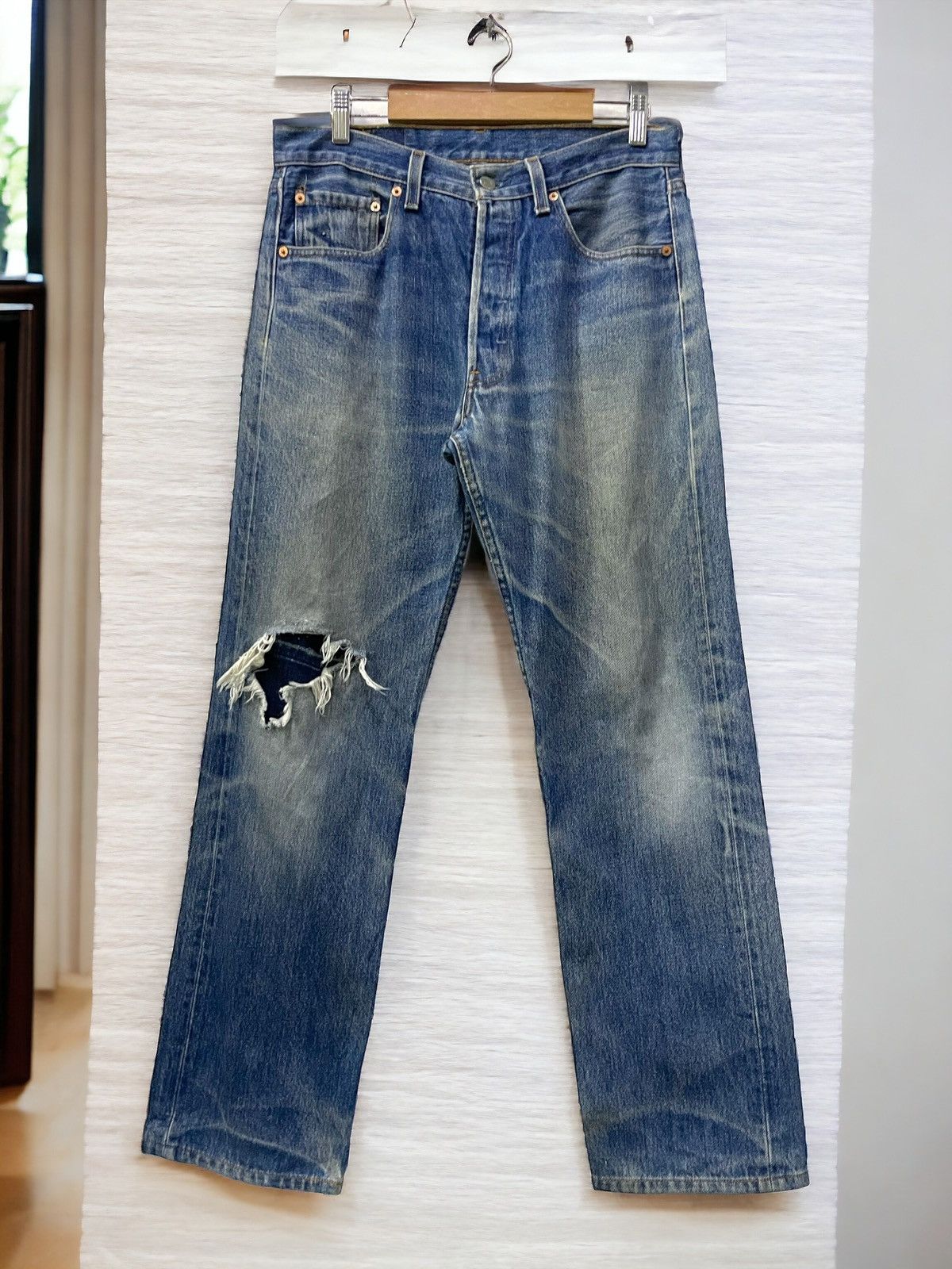 Vintage 90s Levis 501 Japan Made Distressed Repaired Jeans