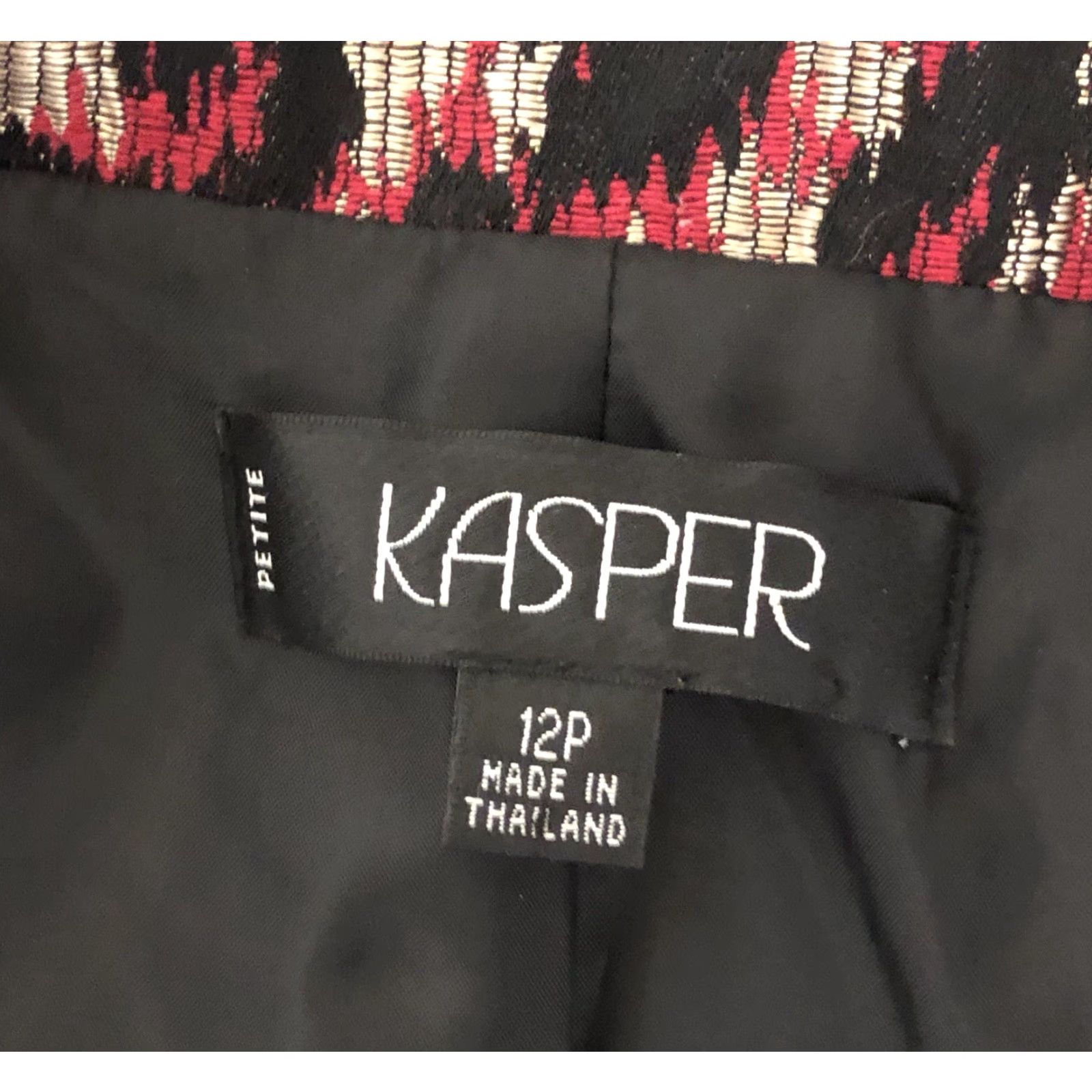 Kasper Kasper Brocade Jacket Blazer 12P Red Geometric Cropped Four-Button Jewel Button Size XL / US 12-14 / IT 48-50 - 4 Thumbnail