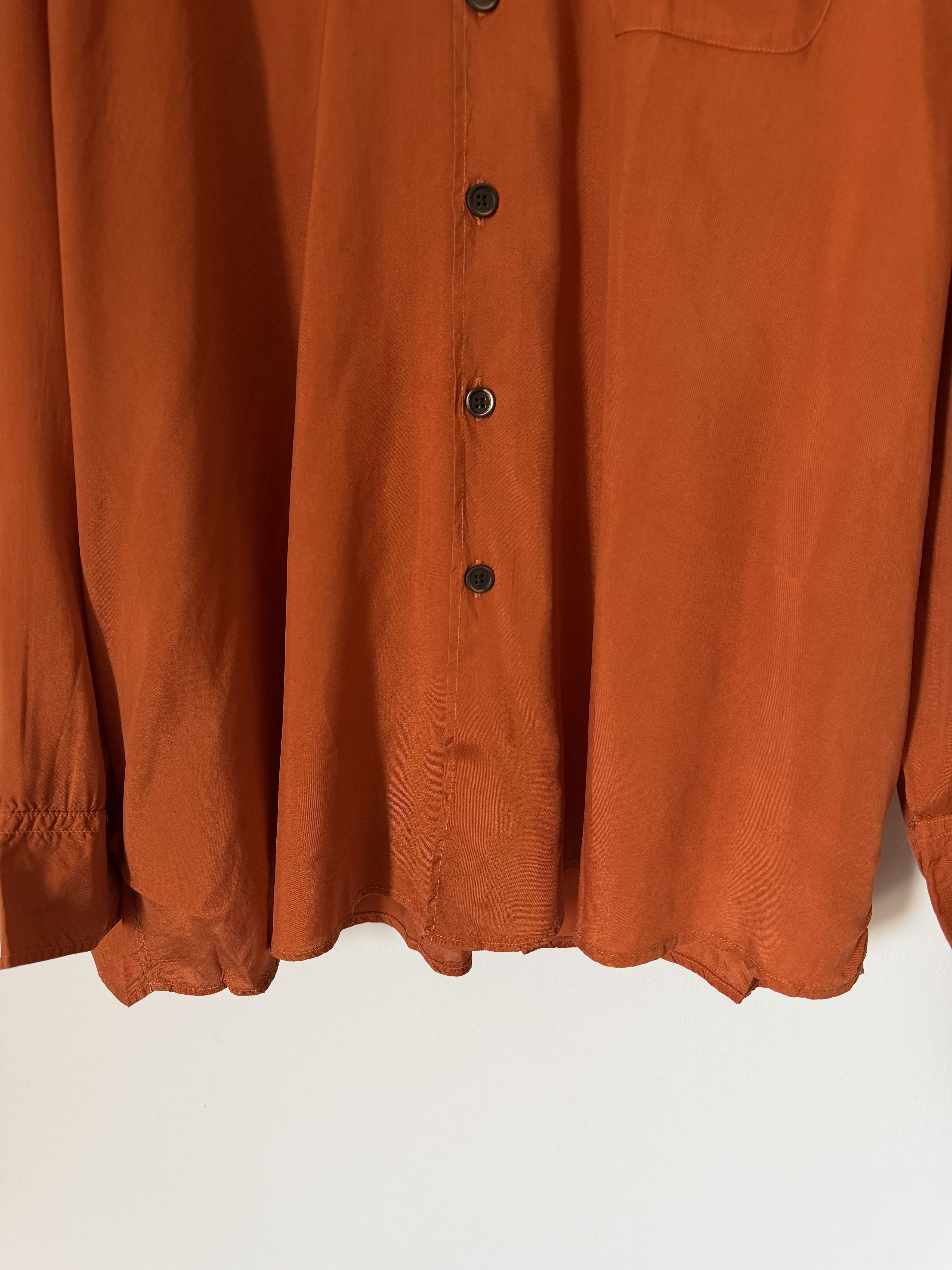 DENIM TEARS × Our Legacy Our Legacy Denim Tears Borrowed Shirt Las Vegas Orange Cupro Size US XL / EU 56 / 4 - 3 Thumbnail