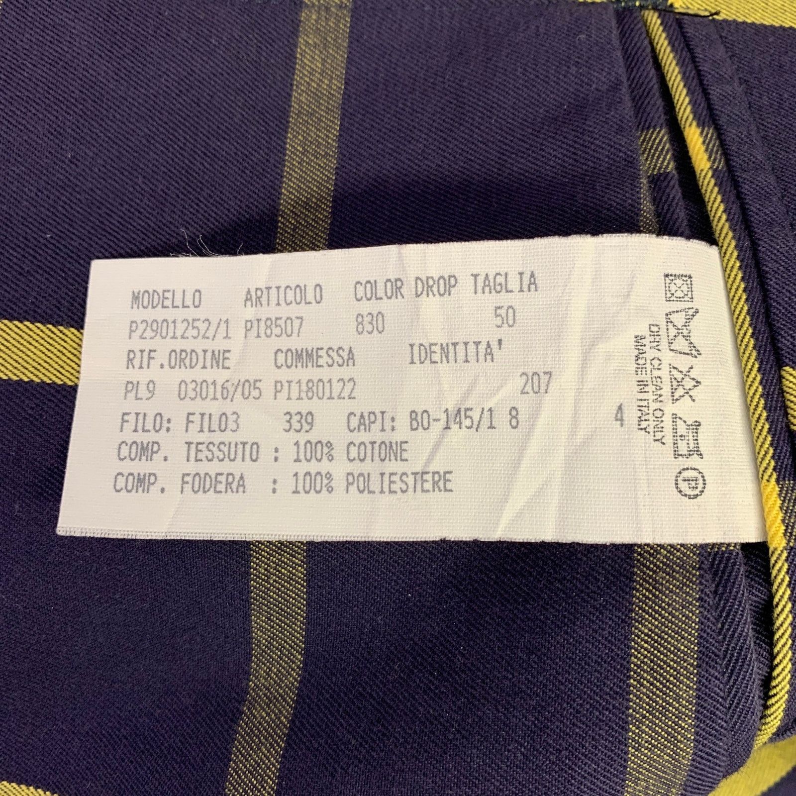 PIOMBO Navy Yellow Window Pane Cotton Notch Lapel Sport Coat Size 40R - 7 Thumbnail