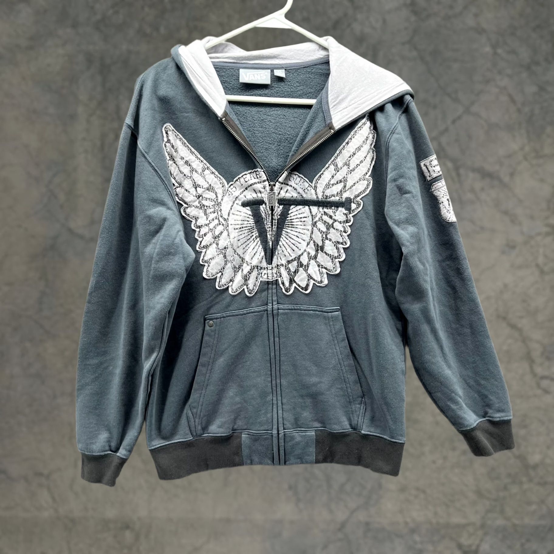 Vans Vans Womens Extra Large Wings Gray Full Zip Hoodie Fleece Cotton Size XL / US 12-14 / IT 48-50 - 1 Thumbnail