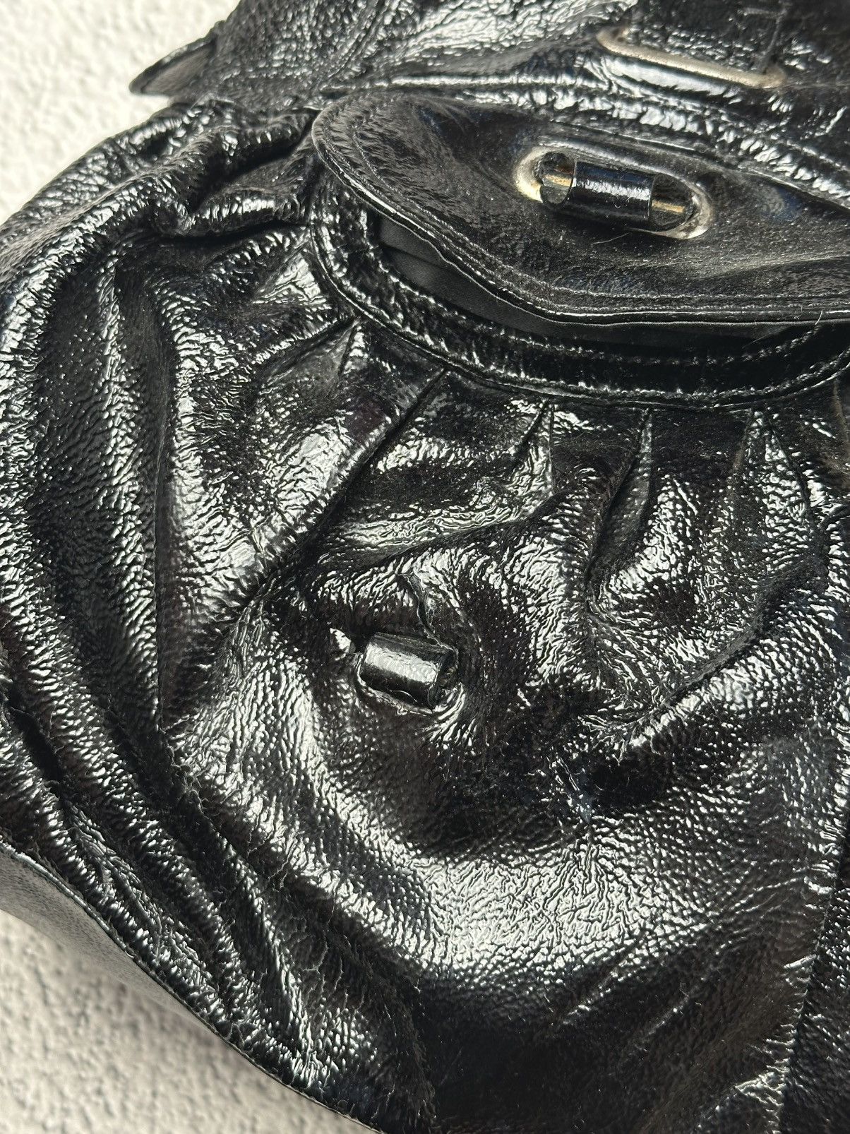 Moschino Moschino Black Patent Shoulder Bag Luxury Distressed Y2K SK8 Size ONE SIZE - 12 Thumbnail