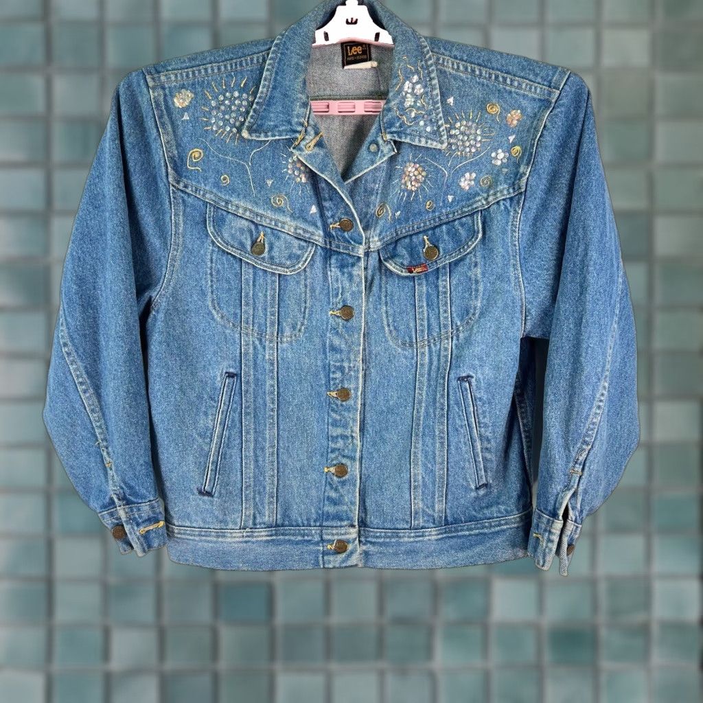 Lee Lee Denim Floral Embroidered Jacket Womens Size M Blue Size M / US 6-8 / IT 42-44 - 1 Thumbnail