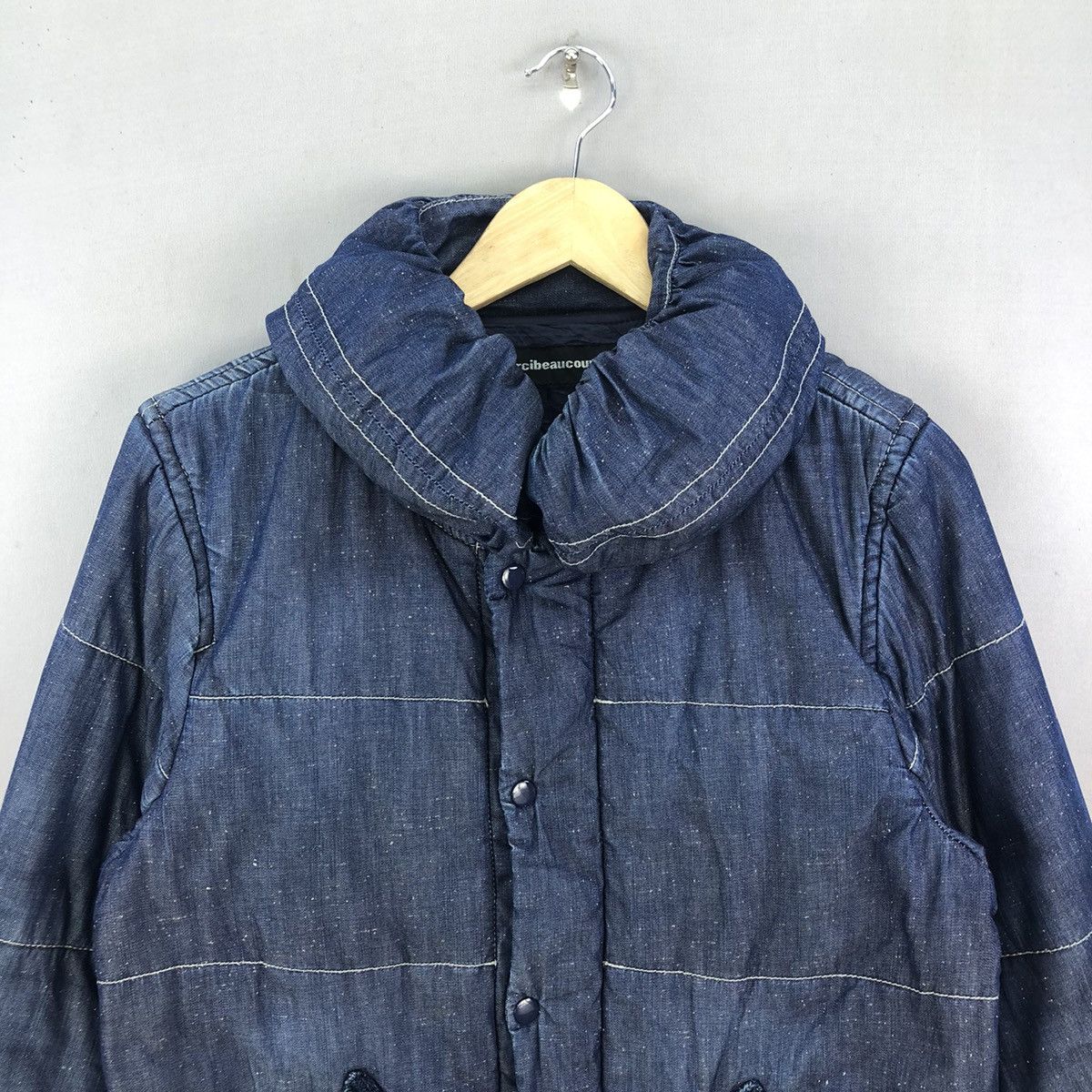 Issey Miyake Vintage Mercibeaucoup Pillow Neck Indigo Dye Bomber Jacket Size US S / EU 44-46 / 1 - 4 Thumbnail