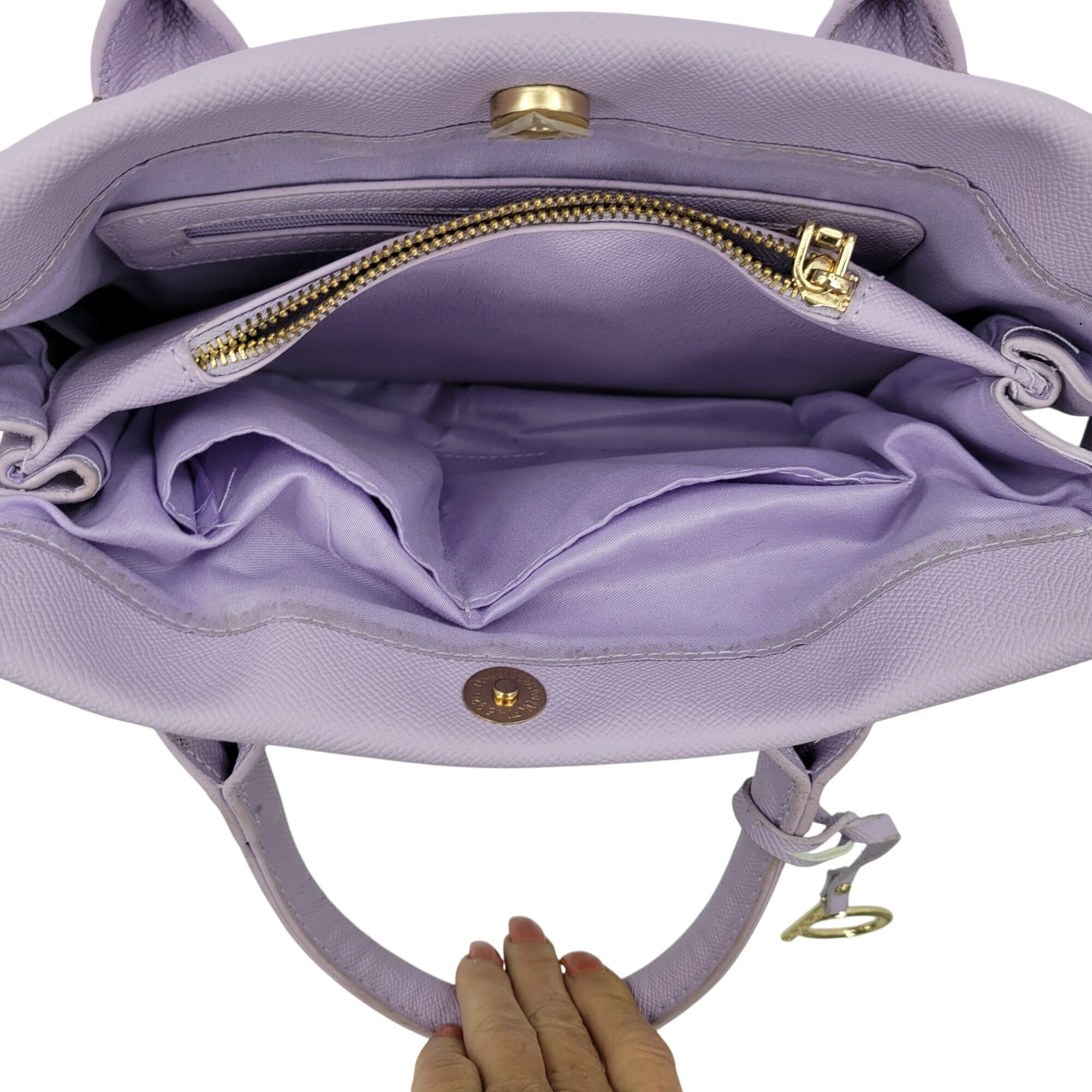 Bebe Womens Vegan Evie Satchel Bag Lilac Pastel Purple Faux