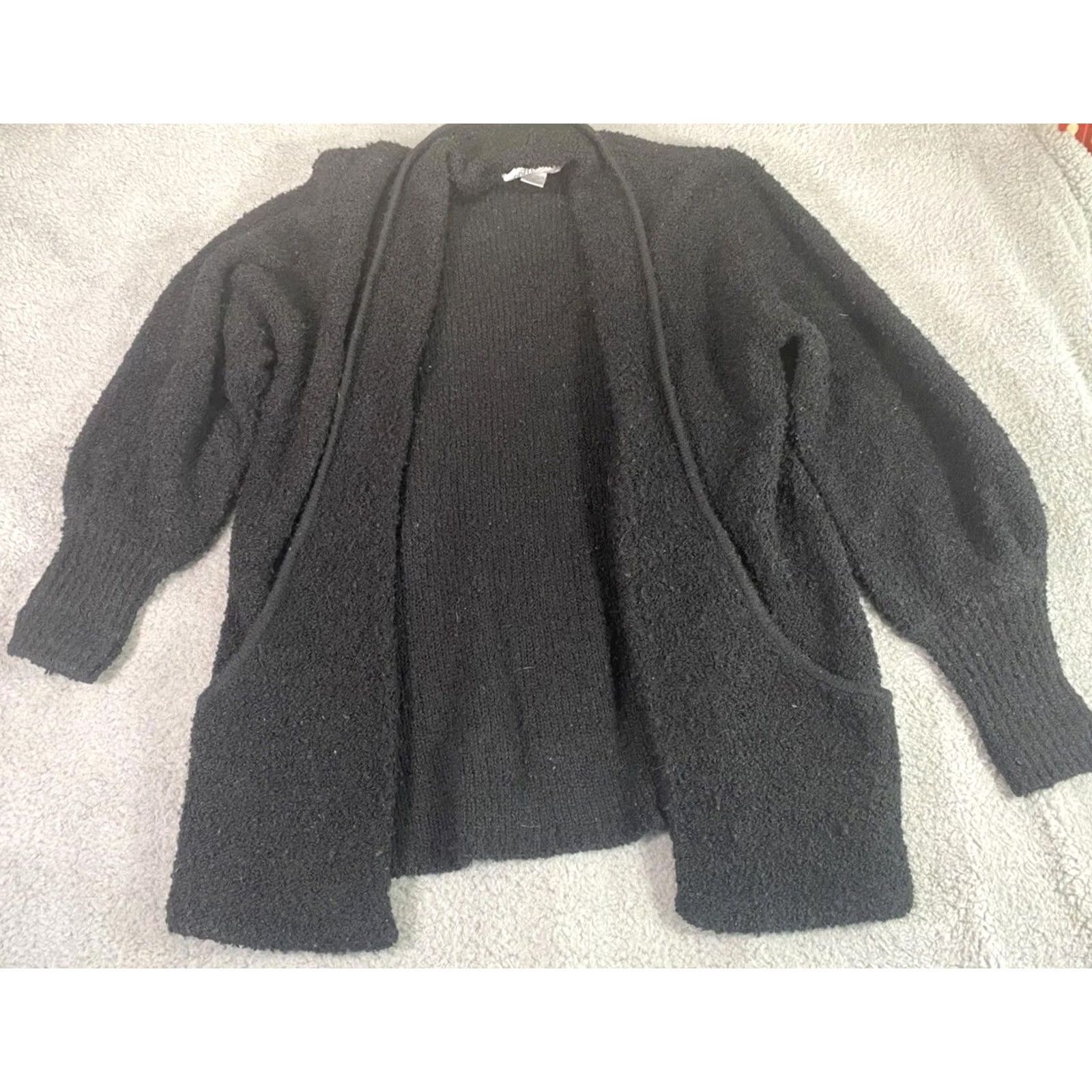 Vintage Side Effects Womens Cardigan Black Medium Long Glam 90s Size M / US 6-8 / IT 42-44 - 2 Thumbnail