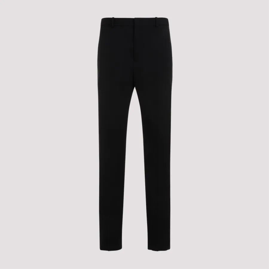 Saint Laurent Paris o1s1wg111124 High-Waisted Tuxedo Pants Grain de Poudre Black Size US 26 / EU 42 - 1 Thumbnail