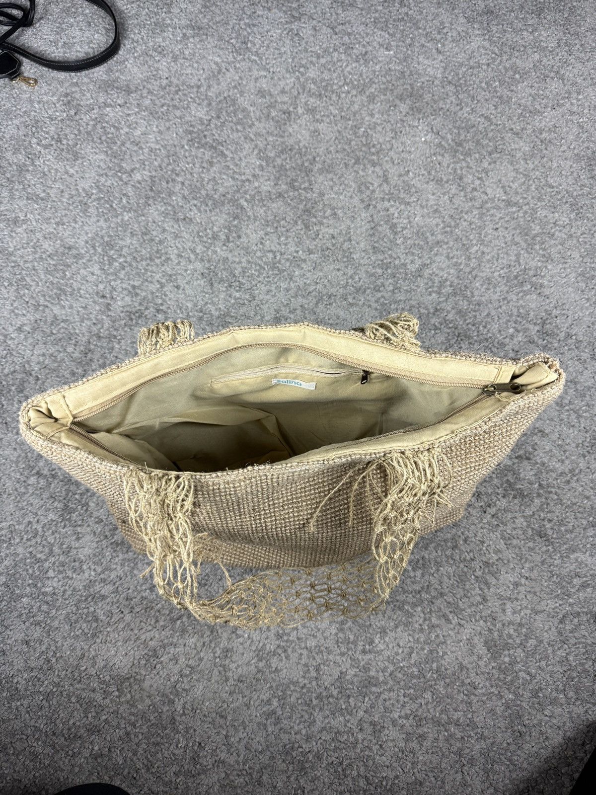 Other Salina Woven Tote Bag Womens Beige Crochet Net Handle Size ONE SIZE - 2 Thumbnail