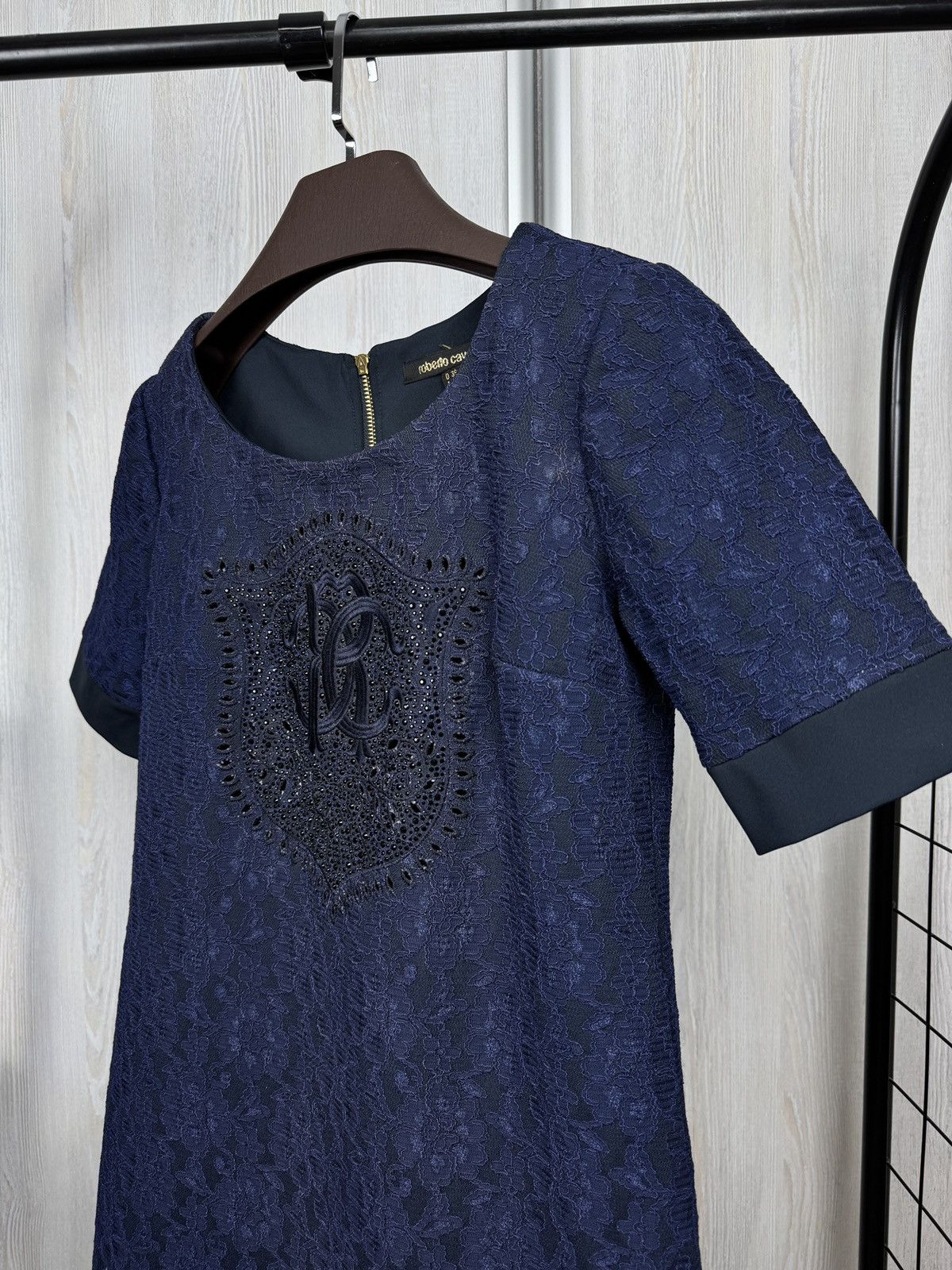 Roberto Cavalli Roberto Cavalli blue lace big logo knee length dress Size M / US 6-8 / IT 42-44 - 5 Thumbnail