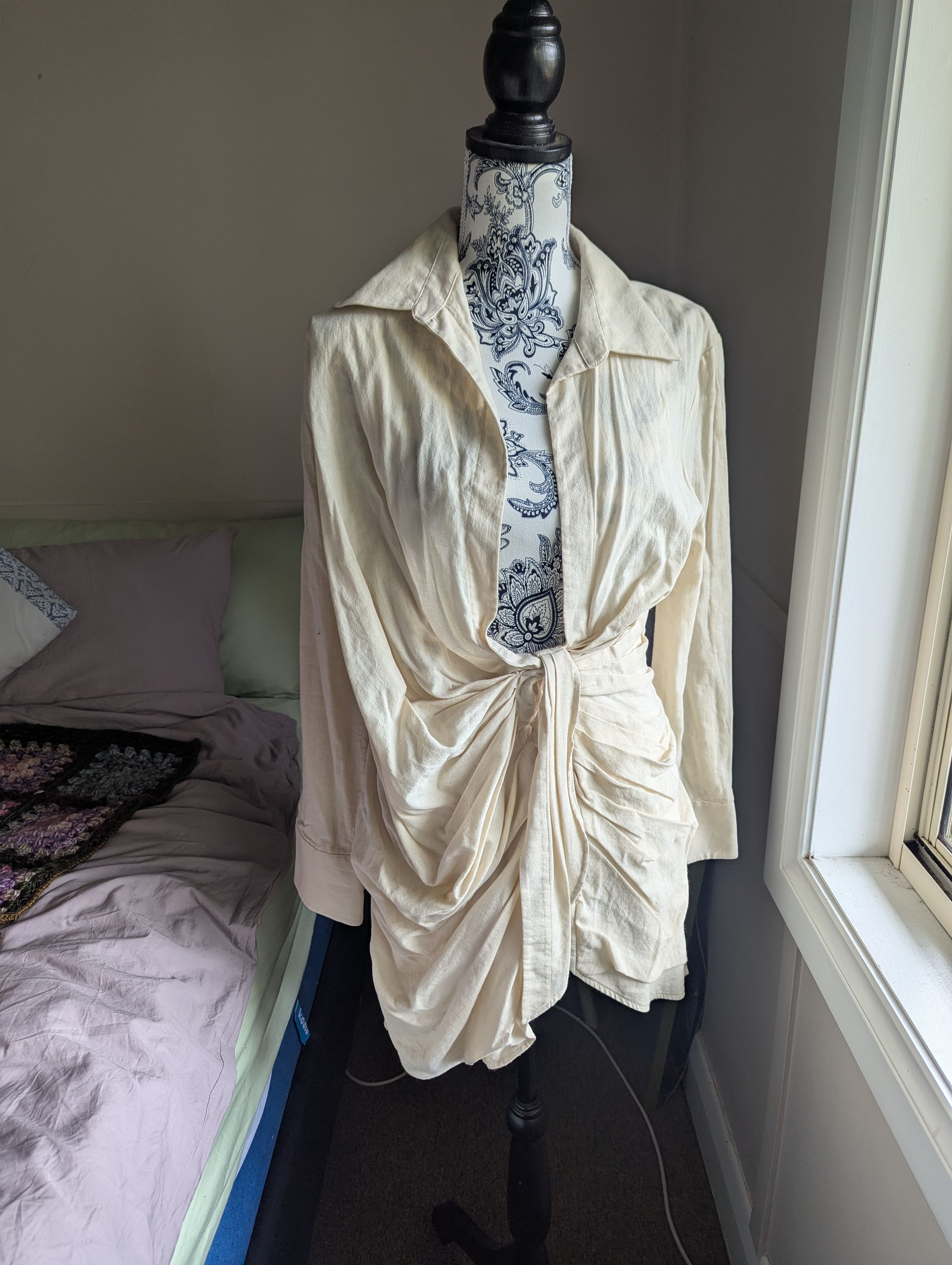 Jacquemus La Bahia Robe in Cream - ruched shirt dress Size S / US 4 / IT 40 - 1 Thumbnail