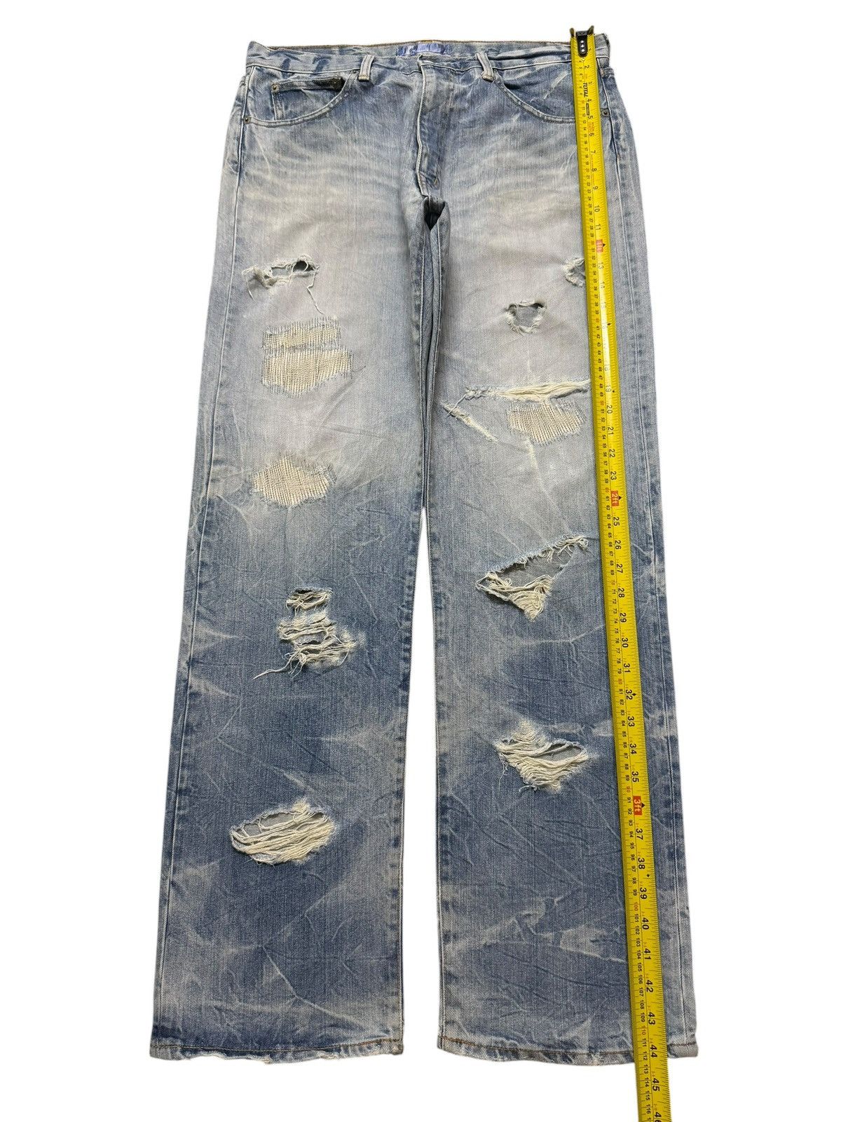 Kapital Vintage 90s Japanese Honeycomb Bleached Distressed Wide Leg Size US 34 / EU 50 - 9 Thumbnail