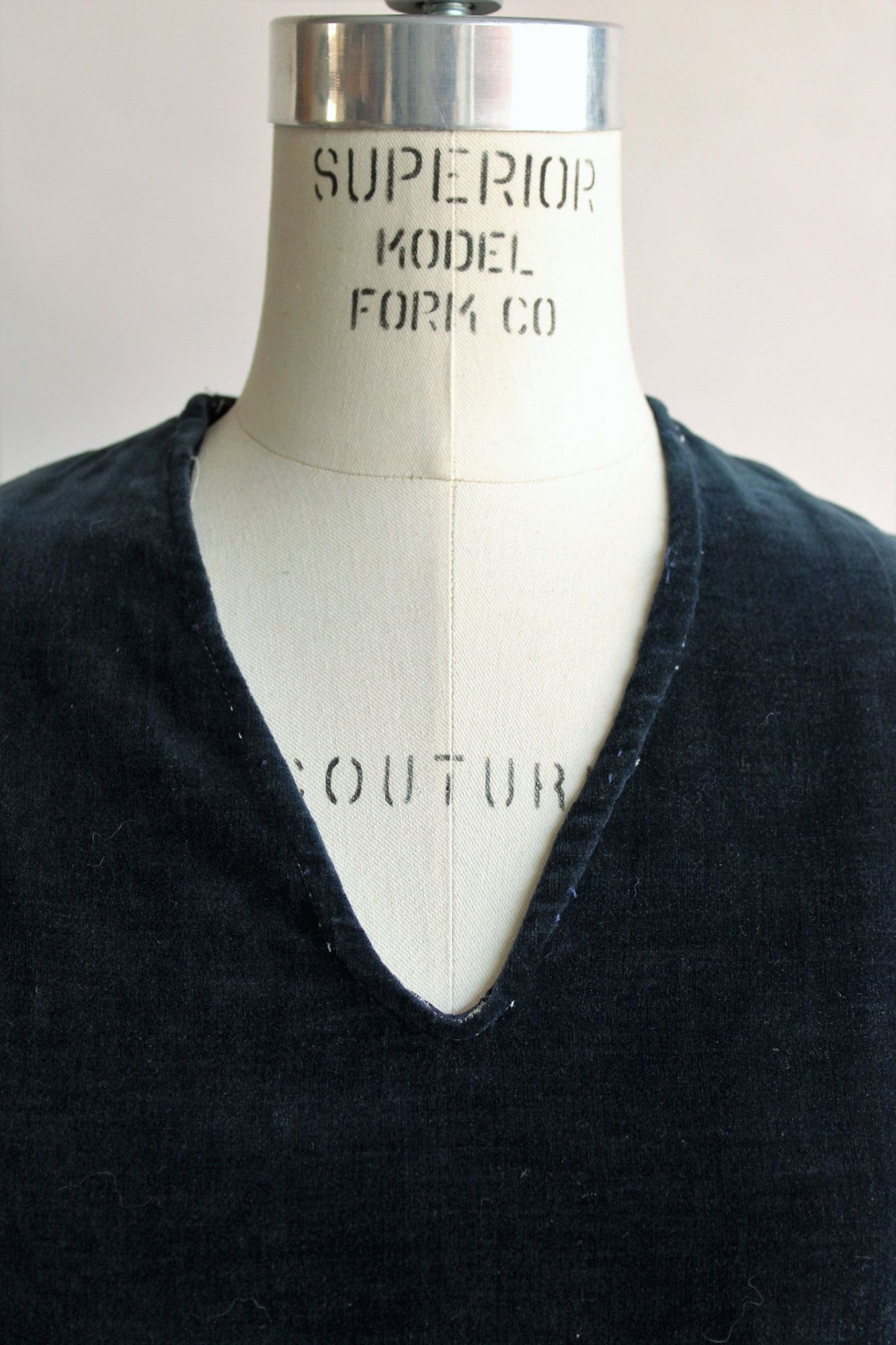 Vintage Vintage 1920s Dress with Jacket/ Navy Blue Cotton Velvet Day Size S / US 4 / IT 40 - 3 Thumbnail