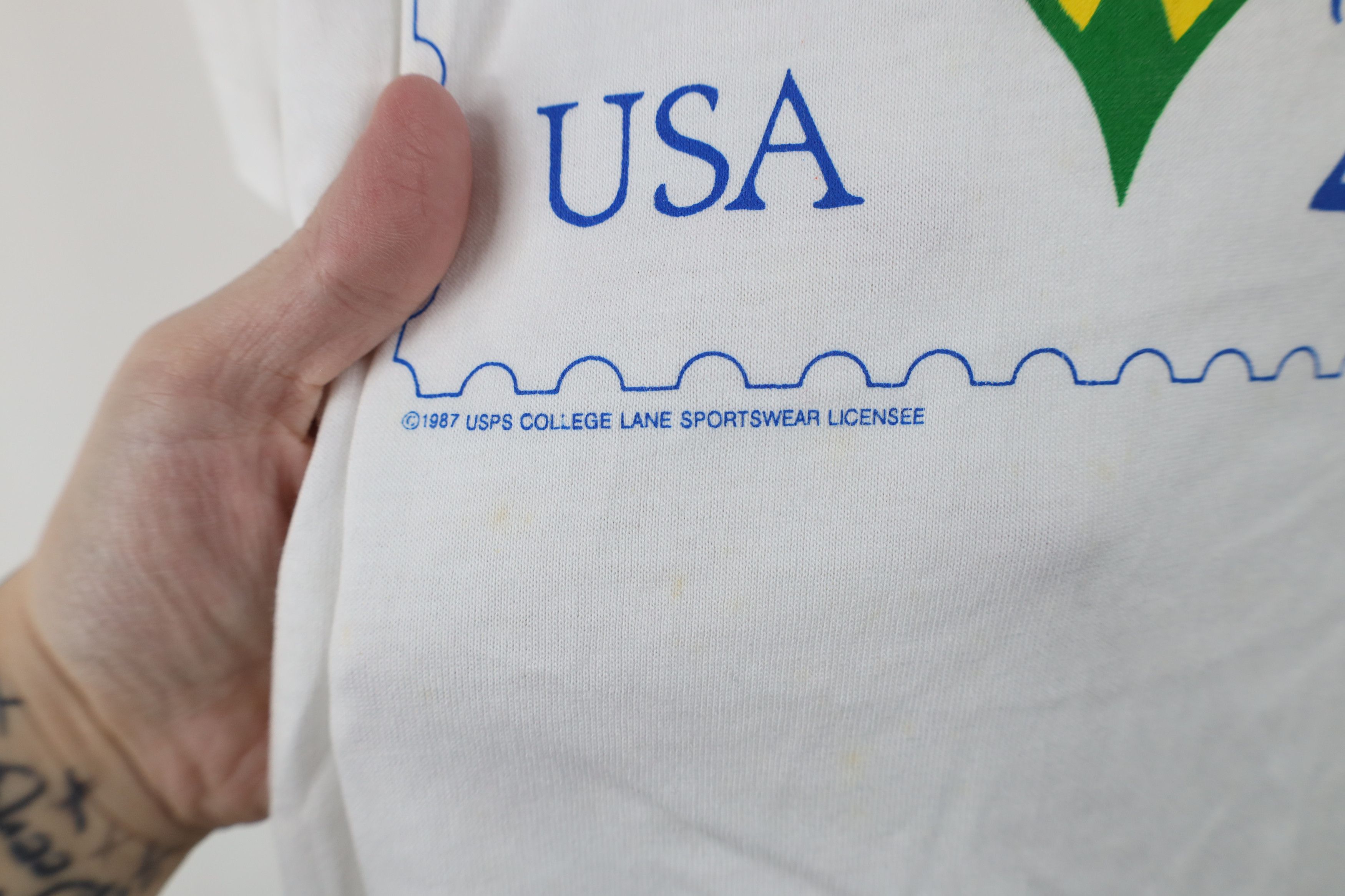 Vintage Vintage 80s Streetwear Stamp Heart Love T-Shirt White USA Size XL / US 12-14 / IT 48-50 - 5 Thumbnail