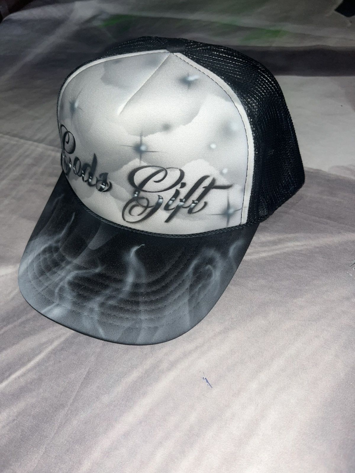 Other GODS GIFT Airbrushed 5 panel SnapBack Trucker Hat handpaintd Size ONE SIZE - 2 Thumbnail