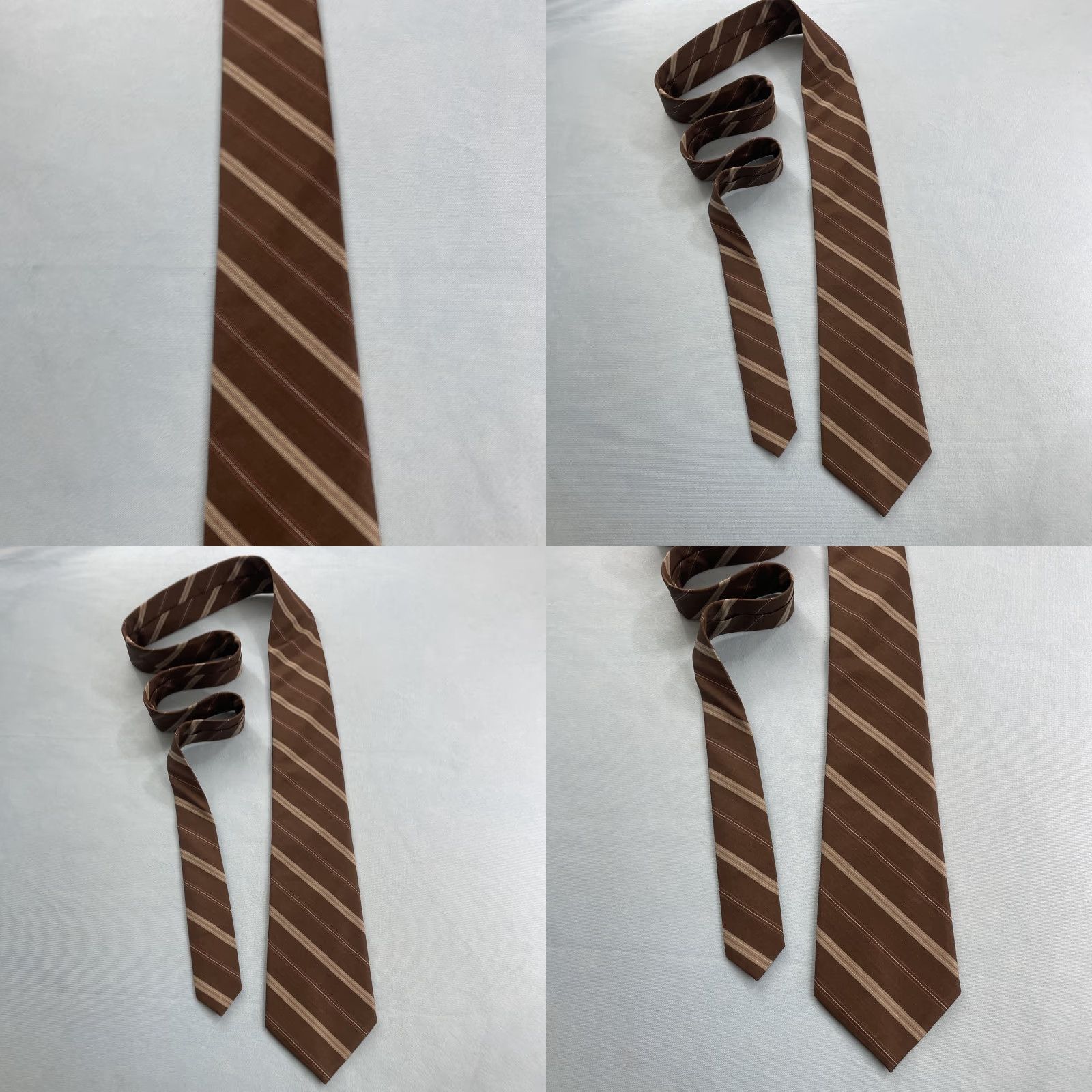 Vintage VINTAGE Imported Fabric All Silk Repp Tie Brown Western Striped Regiment vtg USA 3.2x55 Capsule Necktie Size ONE SIZE - 9 Thumbnail