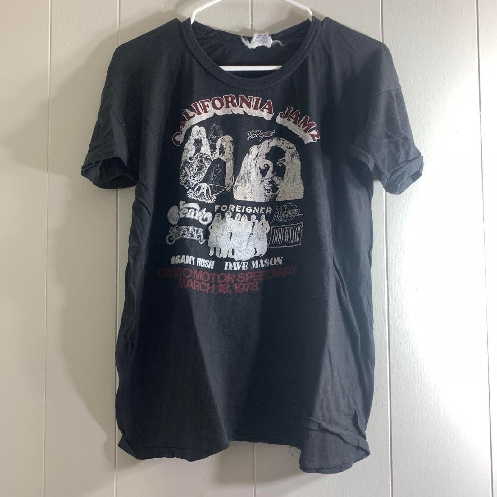Vintage 1978 AEROSMITH TED NUGENT SANTANA California Jam 2 tee shirt Size US XL / EU 56 / 4 - 2 Thumbnail