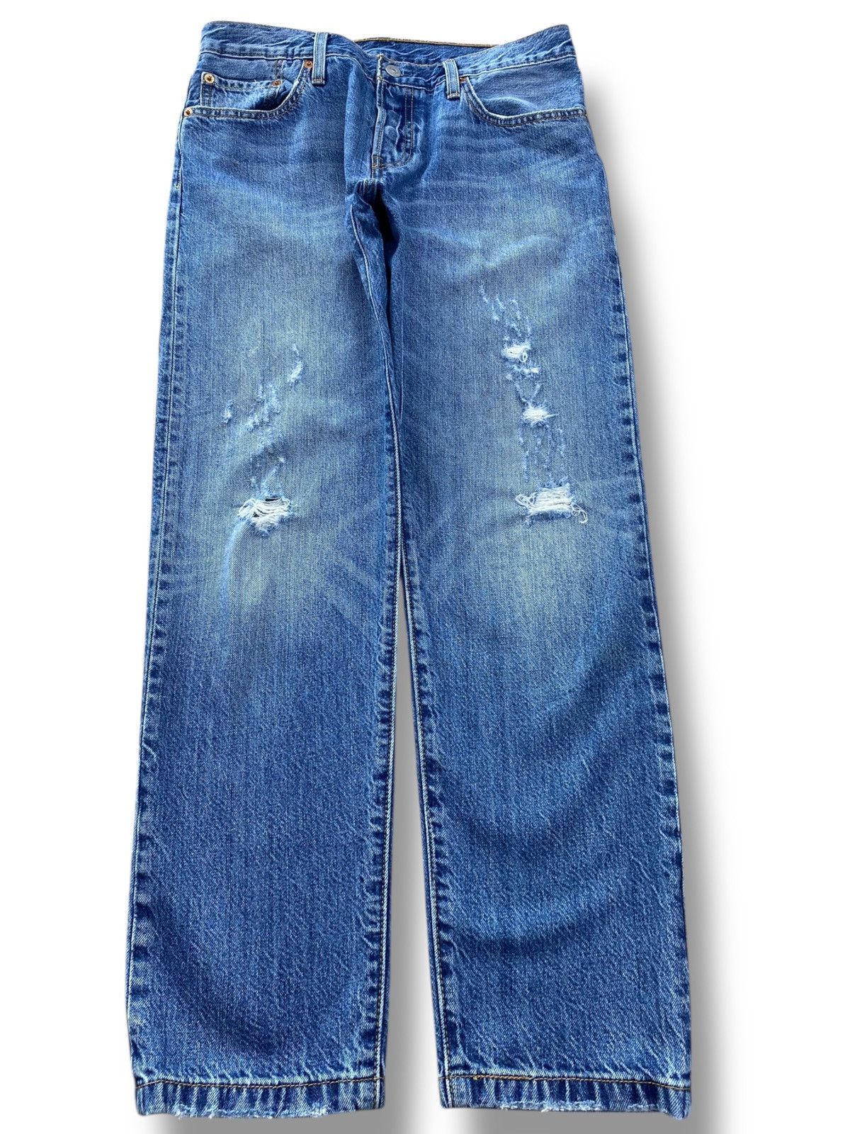 Levi's Levi’s Blue Wash Distressed Style Skinny Leg Jeans Size US 29 - 1 Thumbnail