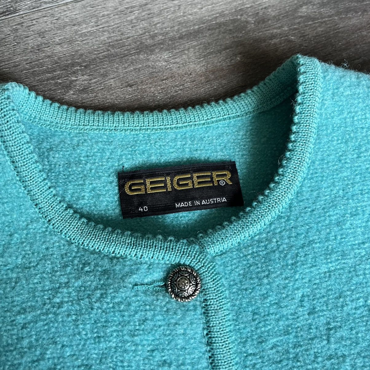 Kurt Geiger × Vintage Vintage 80s Geiger Austria Teal Wool Button Cardigan Sweater Size L / US 10 / IT 46 - 7 Thumbnail
