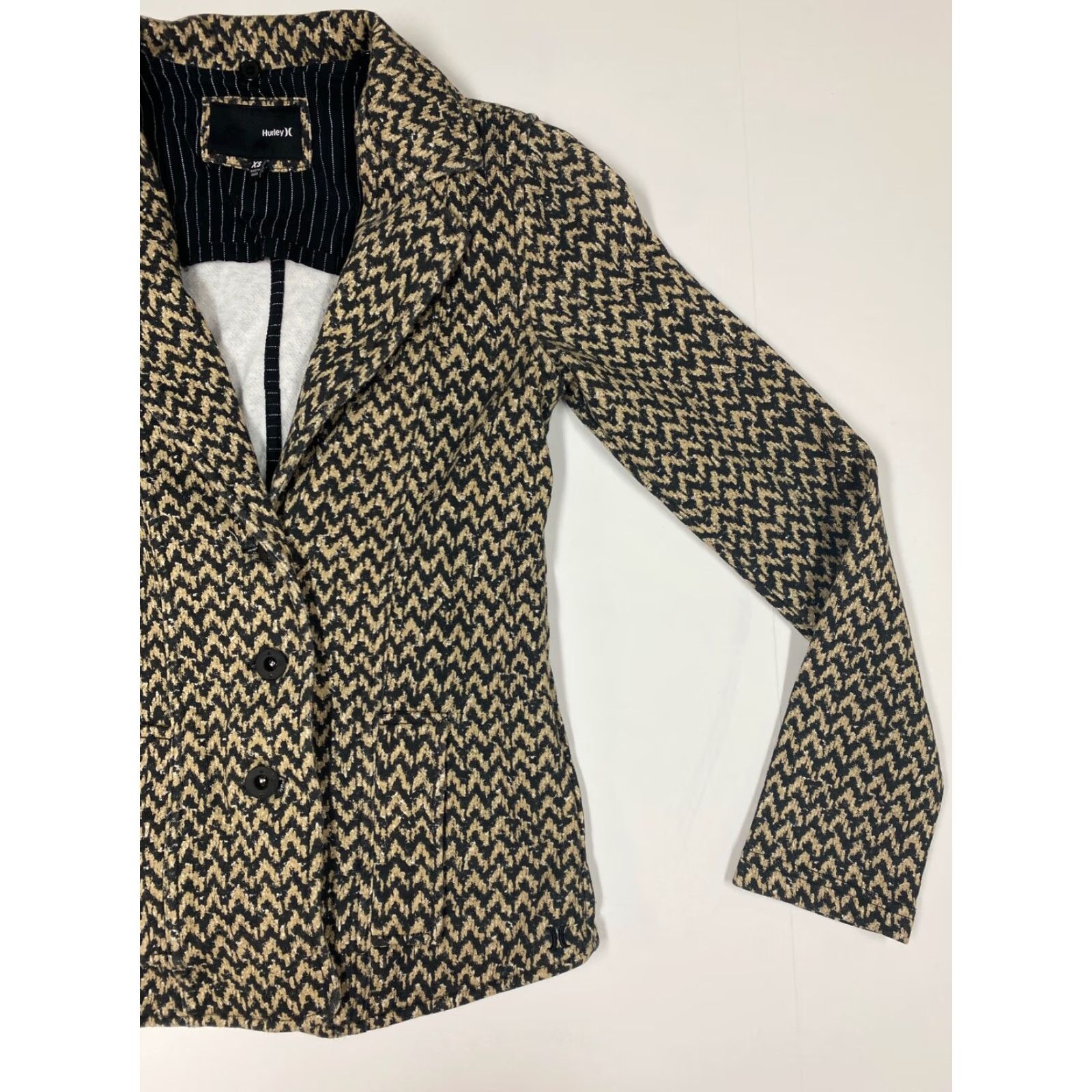 Hurley Hurley Jacket Womens XS Beige Blazer Coat International Three Button Sports Coat Size S / US 4 / IT 40 - 2 Thumbnail
