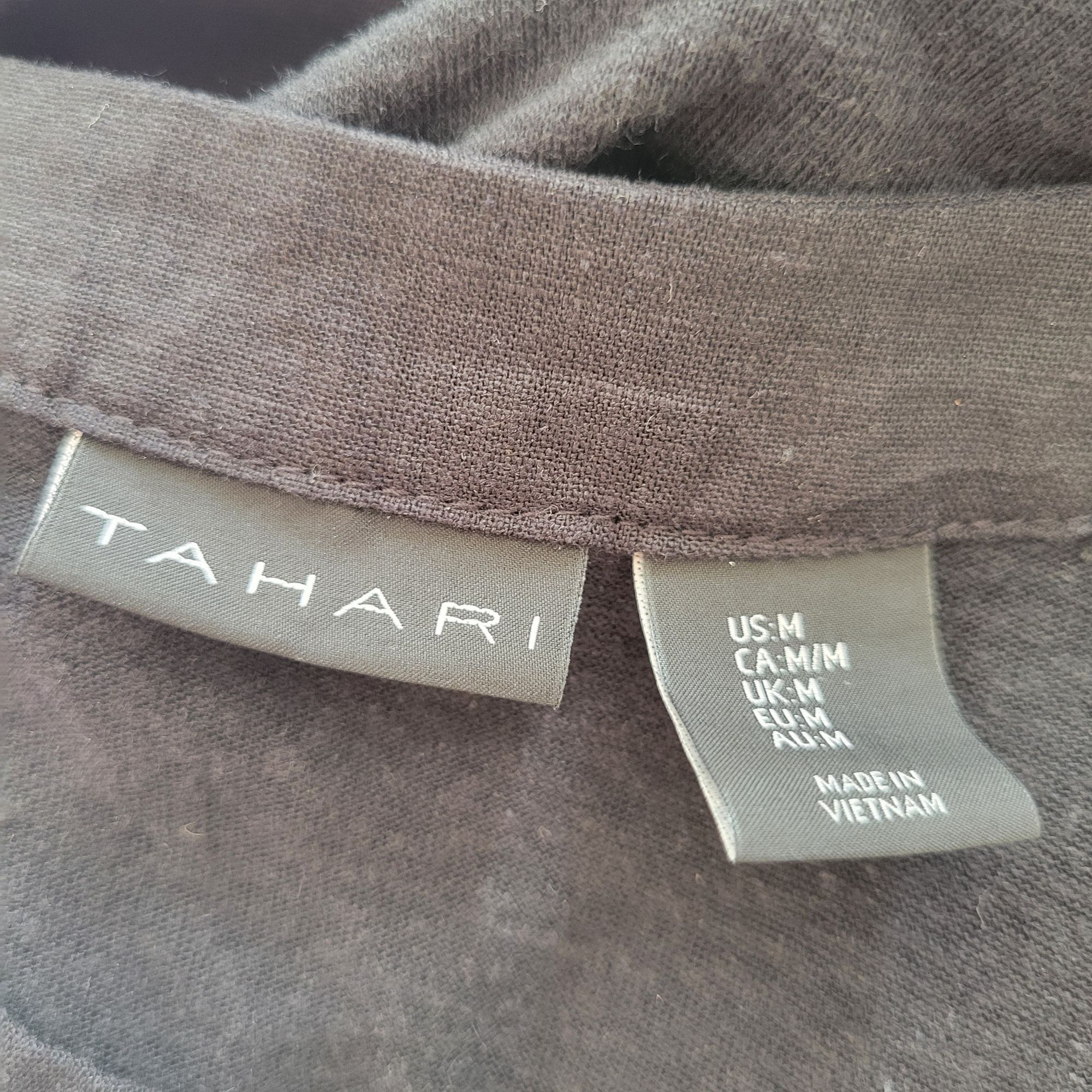 Elie Tahari Tahari M Black Maxi Dress V Neck Tiered Skirt Linen Blend Po Size M / US 6-8 / IT 42-44 - 5 Thumbnail