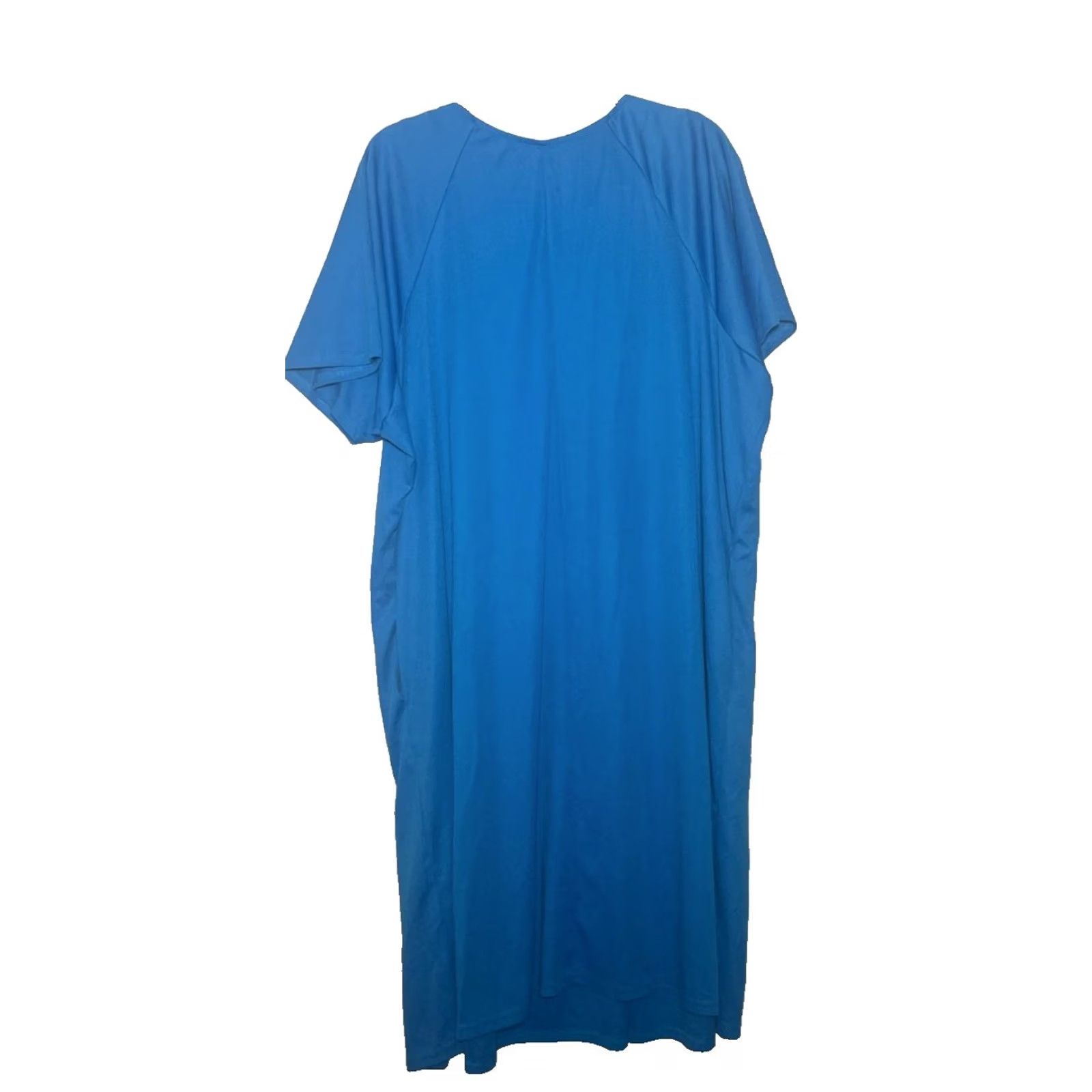 Vintage VINTAGE Anthony Richards Kaftan Womens 2XL Blue Nightgown Chest Embroidered Flowers Size ONE SIZE - 2 Thumbnail