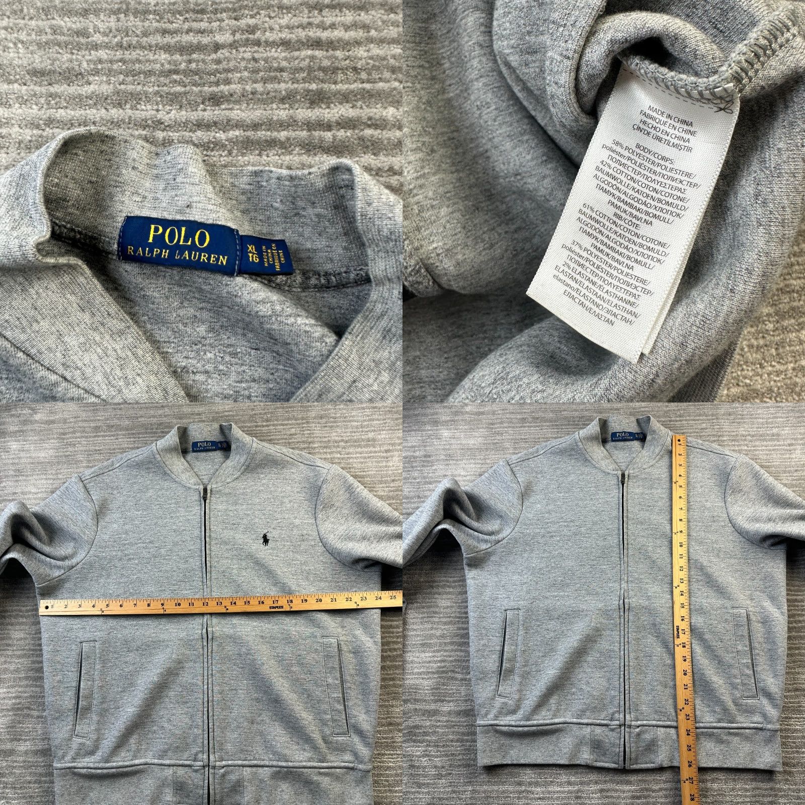 Polo Ralph Lauren Polo Ralph Lauren Jacket Mens XL Gray Double Knit Tech Fleece Bomber Hooded Full Zip Pockets Logo Vintage: No Size US XL / EU 56 / 4 - 8 Thumbnail
