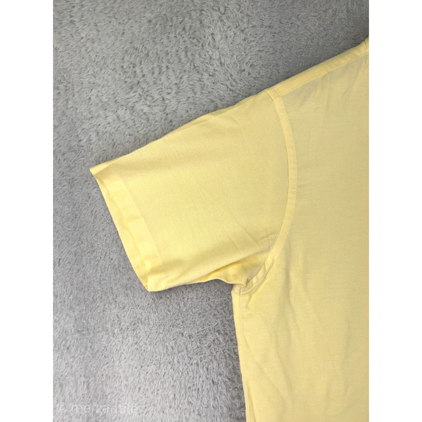 Van Heusen VANHEUSEN Shirt Mens L Yellow Button-Up Collared Oxford Cotton Blend Shirt (Short Sleeve) – Casual Workwear Twill, Regular Size L Mens Size US L / EU 52-54 / 3 - 7 Thumbnail
