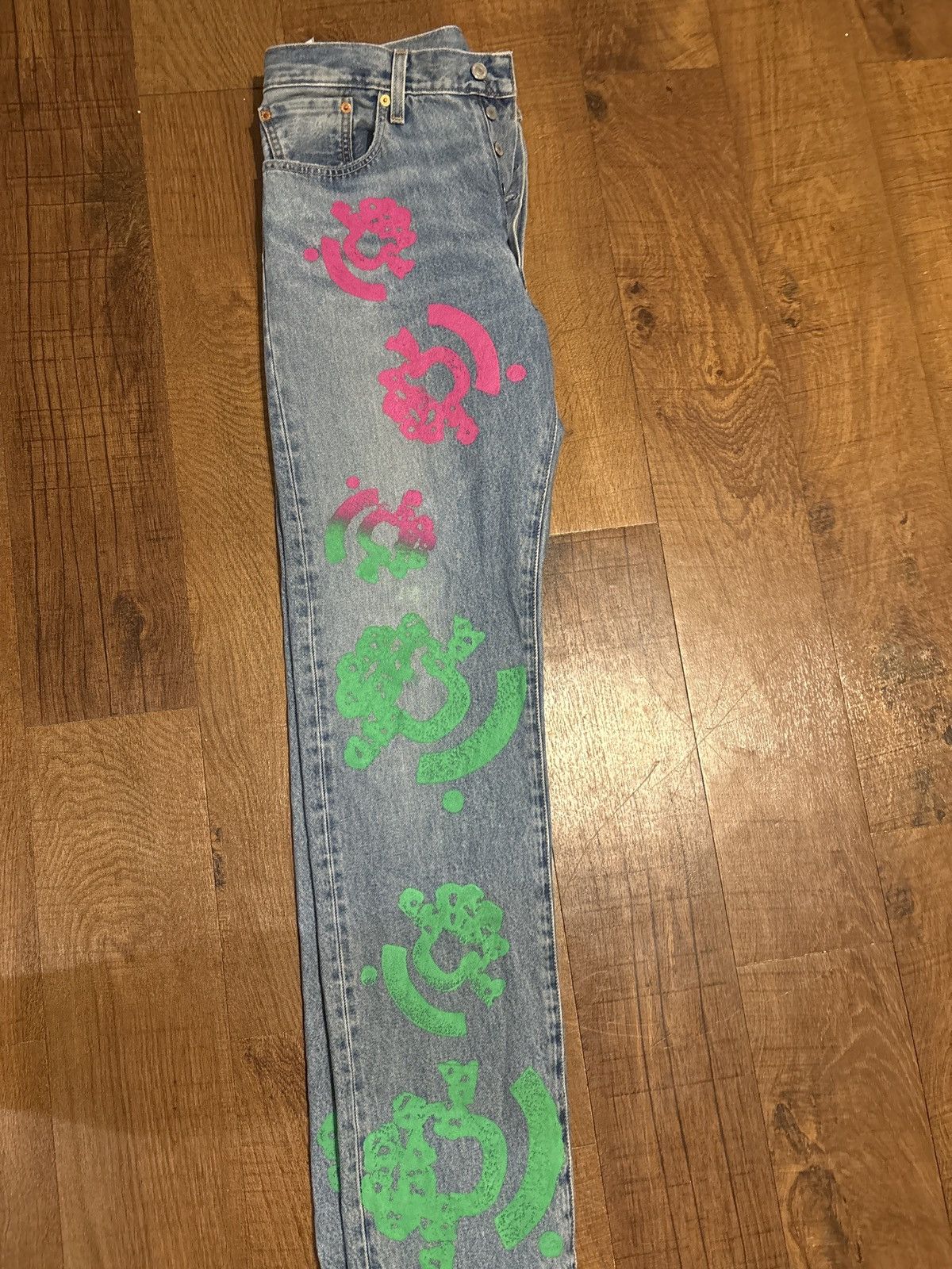 DENIM TEARS Denim Tears Bstroy Tears 501 Light Wash Jean Pink/Green Size 34" / US 12 / IT 48 - 1 Thumbnail