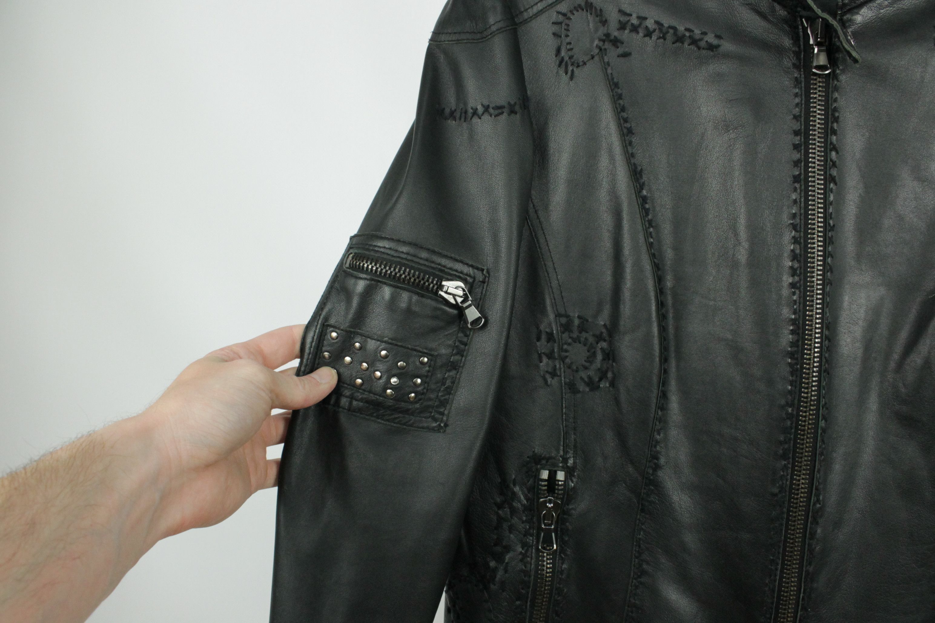 Designer Orwell Repair Black Leather Jacket WMNS Size XL / US 12-14 / IT 48-50 - 5 Thumbnail