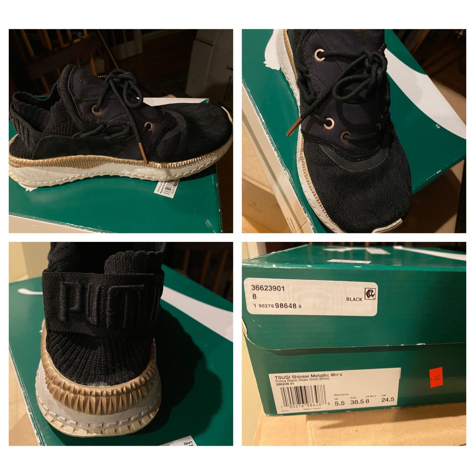 Puma PUMA Tsugi Shinsei Metallic Black Rose Gold Running Shoe Wom Size US 8 / IT 38 - 1 Thumbnail